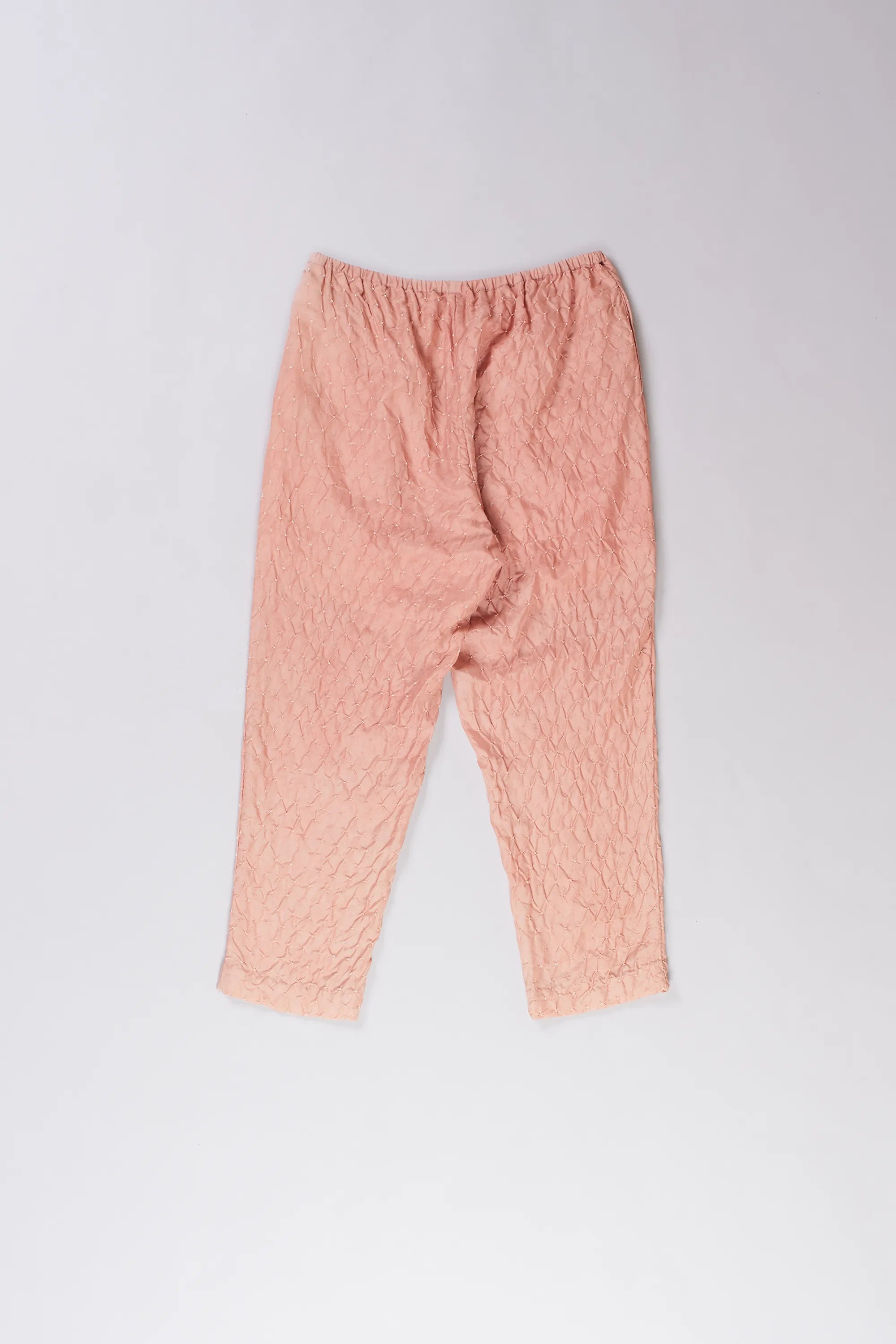 Chalk Pink Silk Trouser With Bandhani