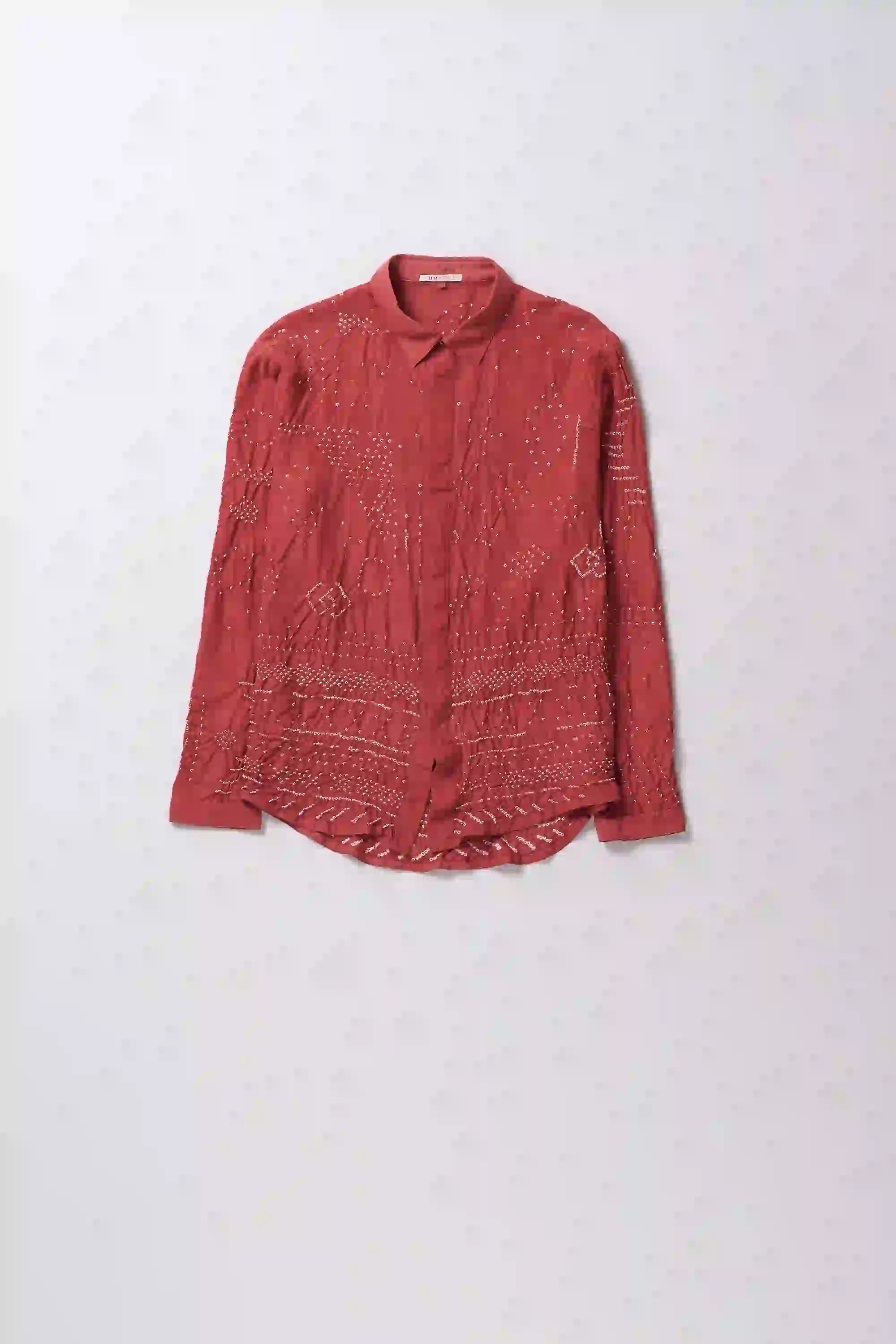 Crimson Pink Silk Bandhani Shirt