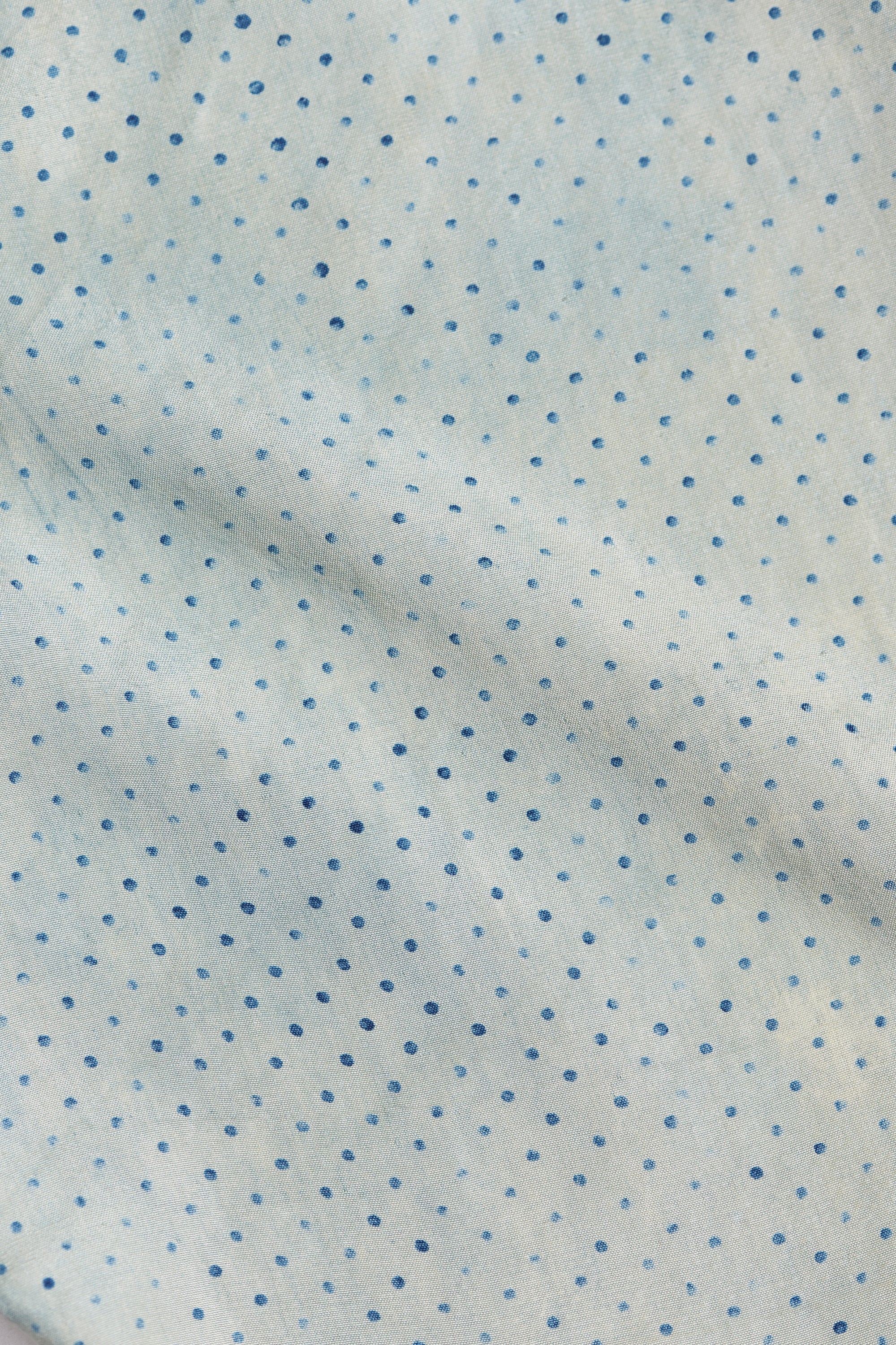INDIGO BLOCK PRINTED SOFT SILK SHIRT