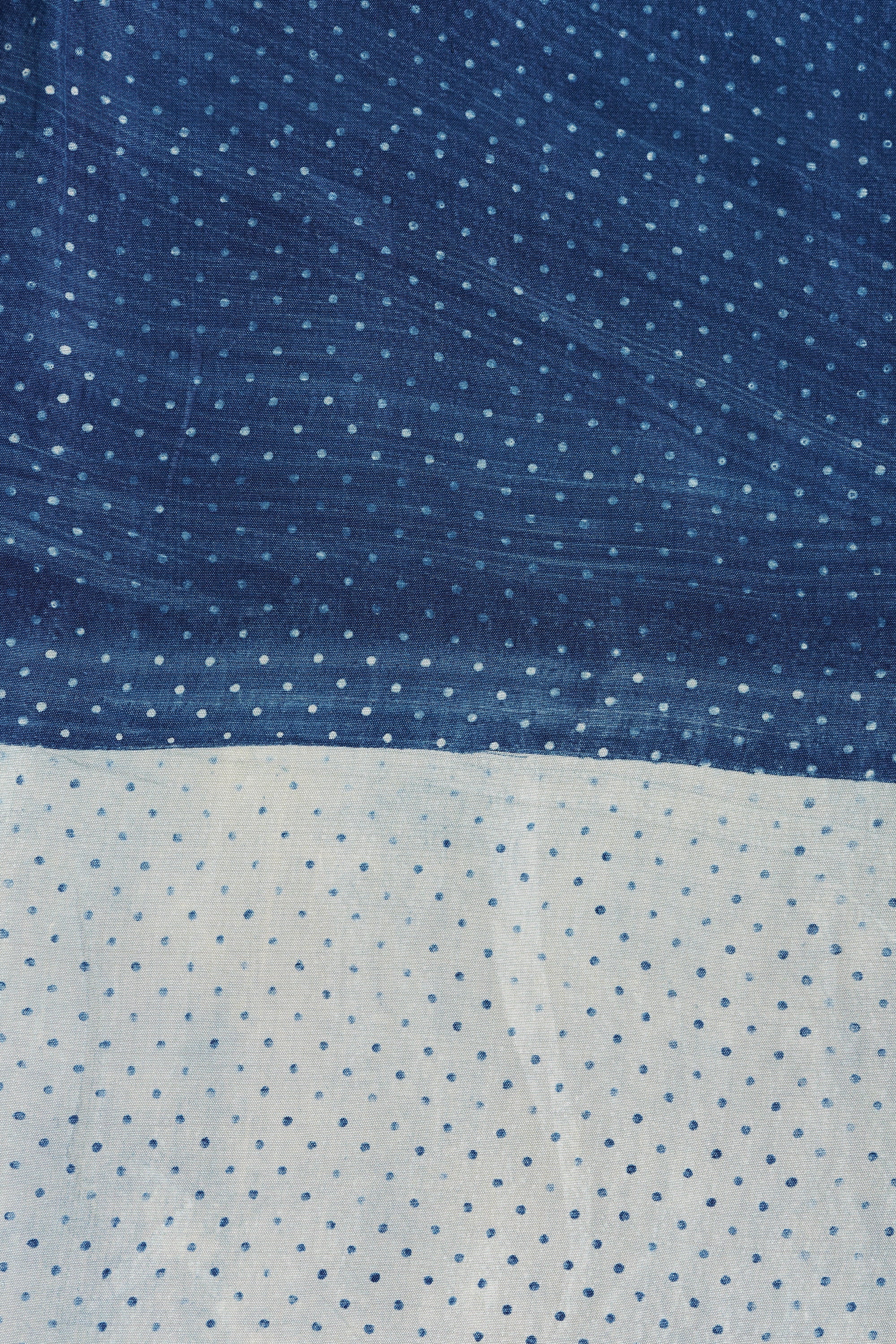 INDIGO BLOCK PRINTED SOFT SILK SHIRT