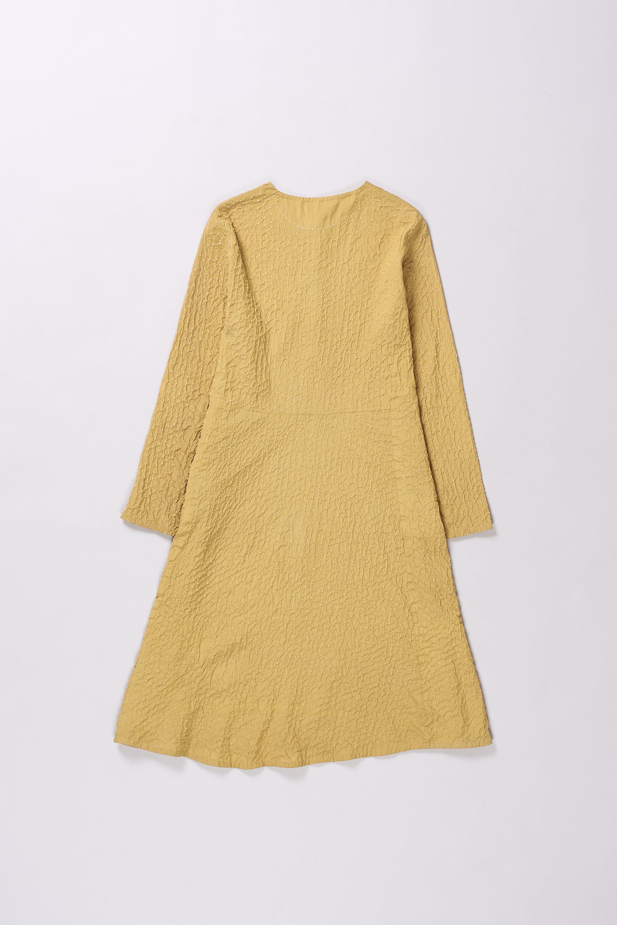 BANDHANI COTTON DRESS IN OCHRE YELLOW