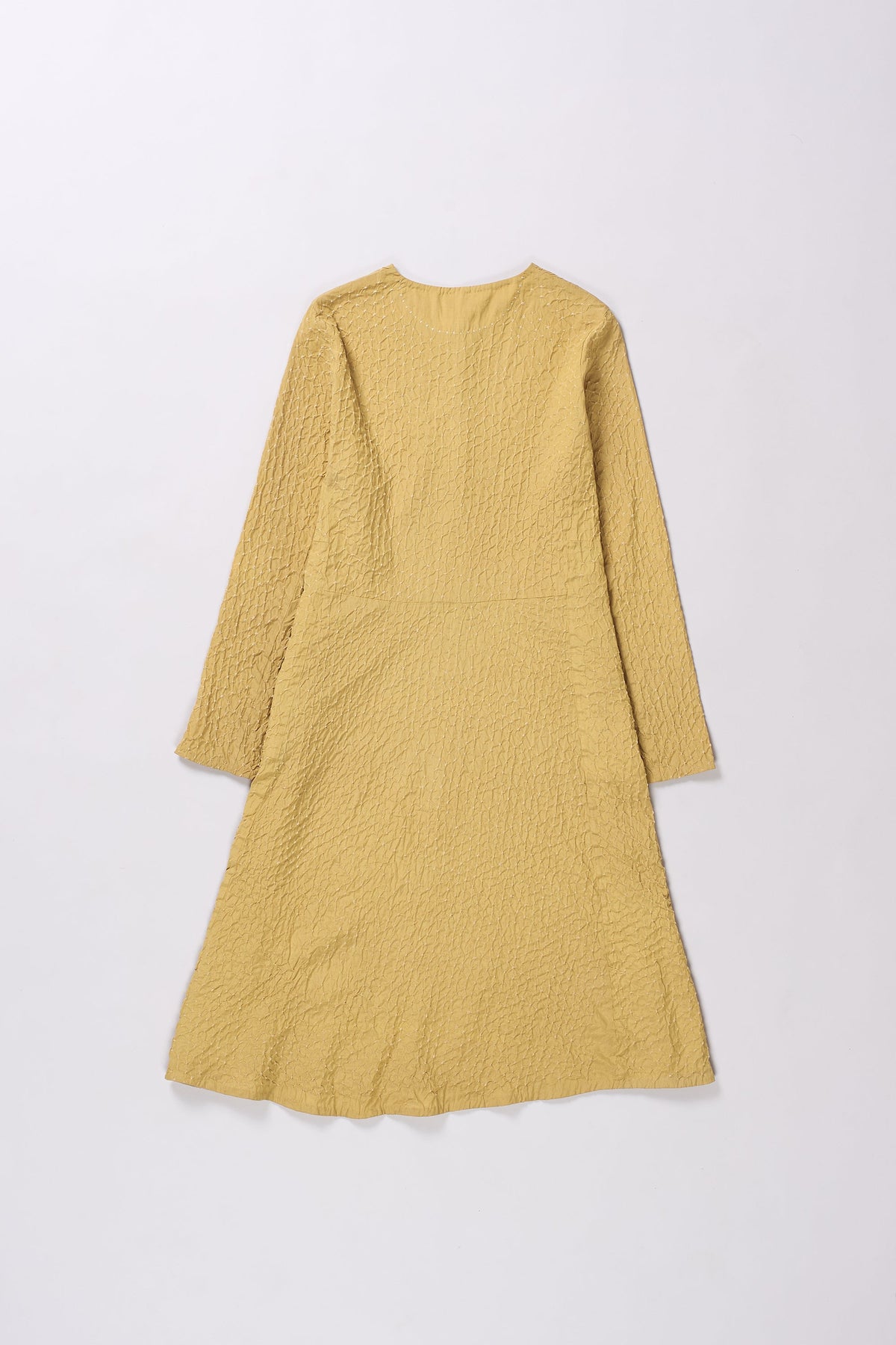 BANDHANI COTTON DRESS IN OCHRE YELLOW