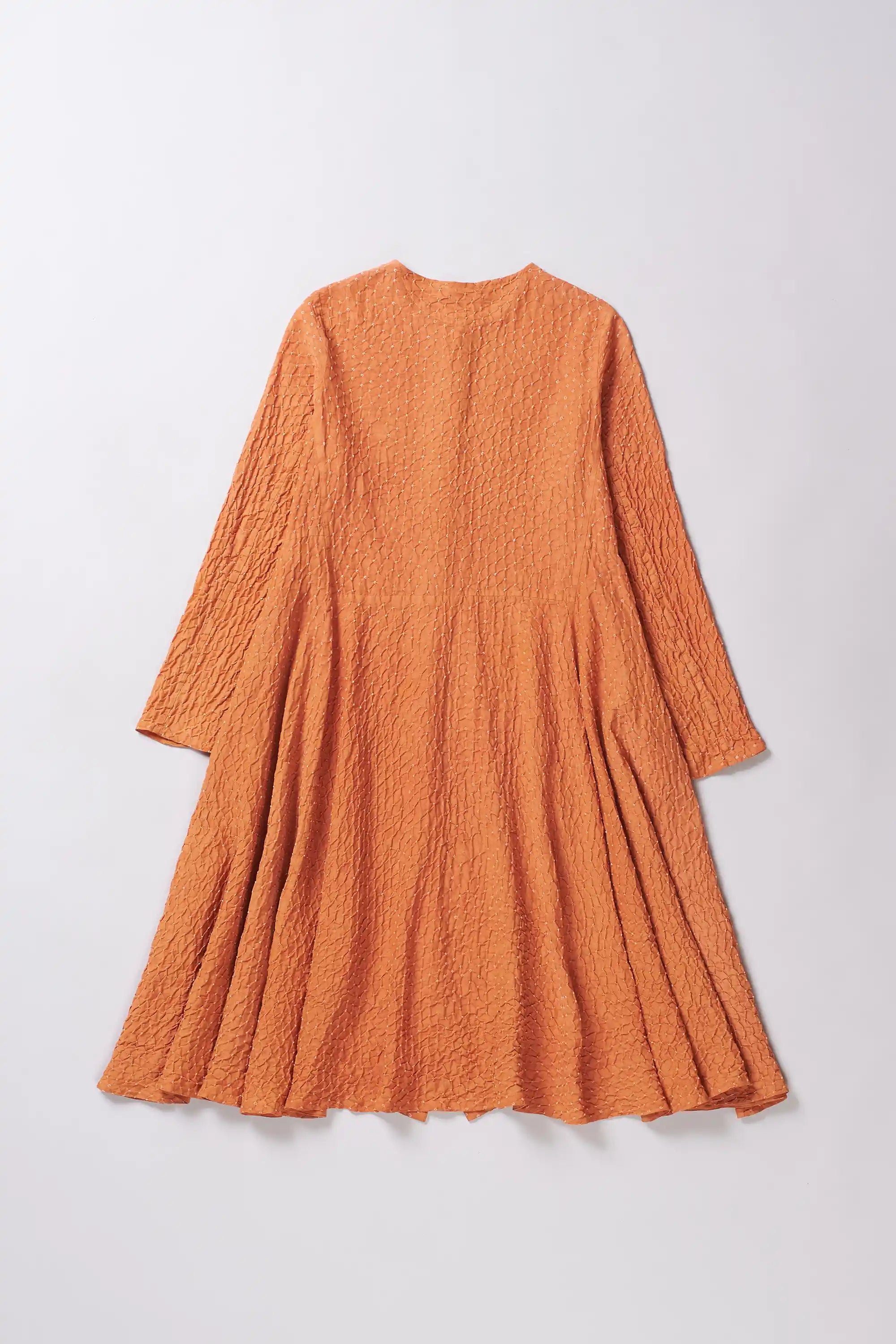 Sunset Orange Cotton Silk Bandhani Dress