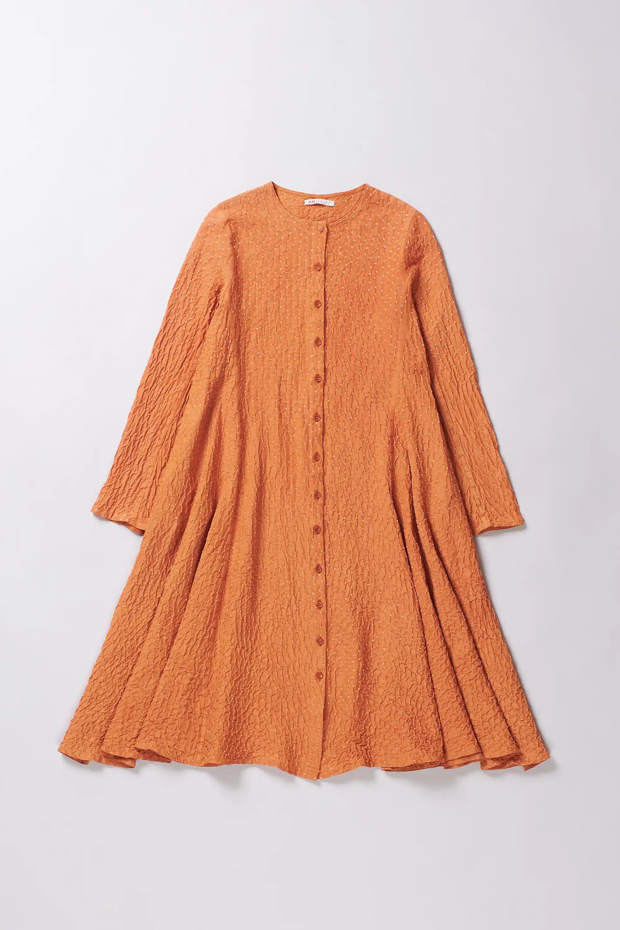 Sunset Orange Cotton Silk Bandhani Dress