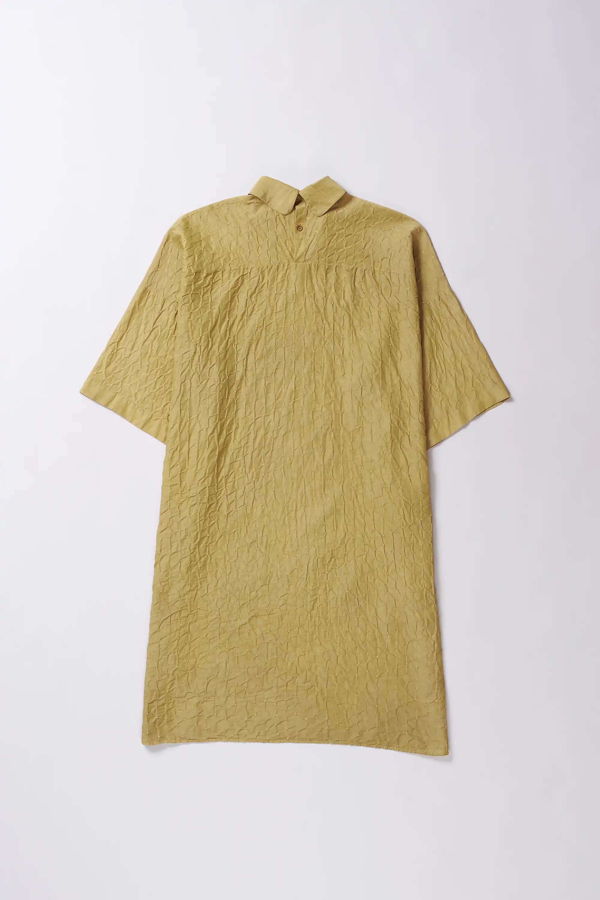 Ochre Yellow Bandhani Kaftan Cotton Silk Women'S Dress