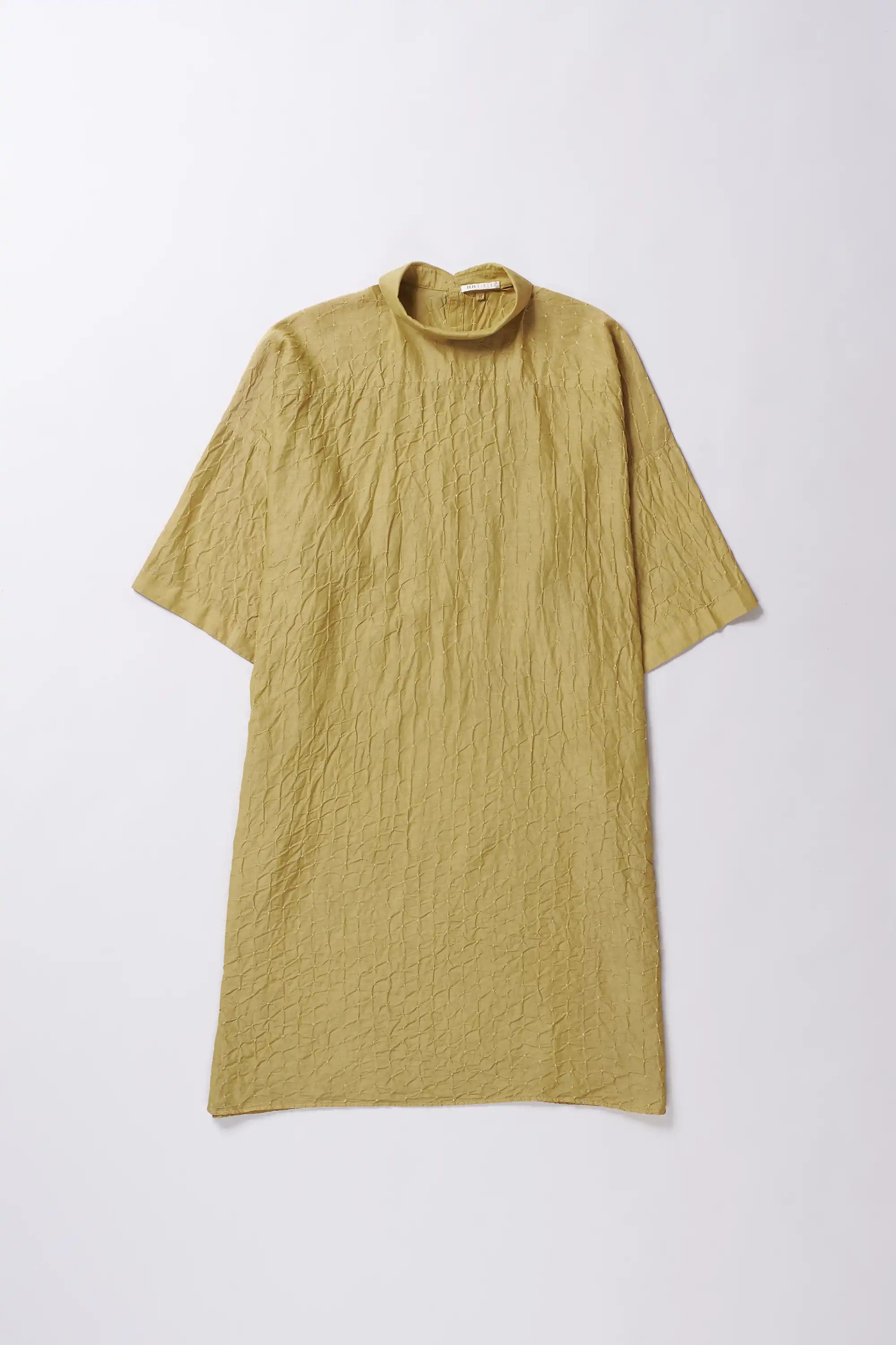 Ochre Yellow Bandhani Kaftan Cotton Silk Women'S Dress