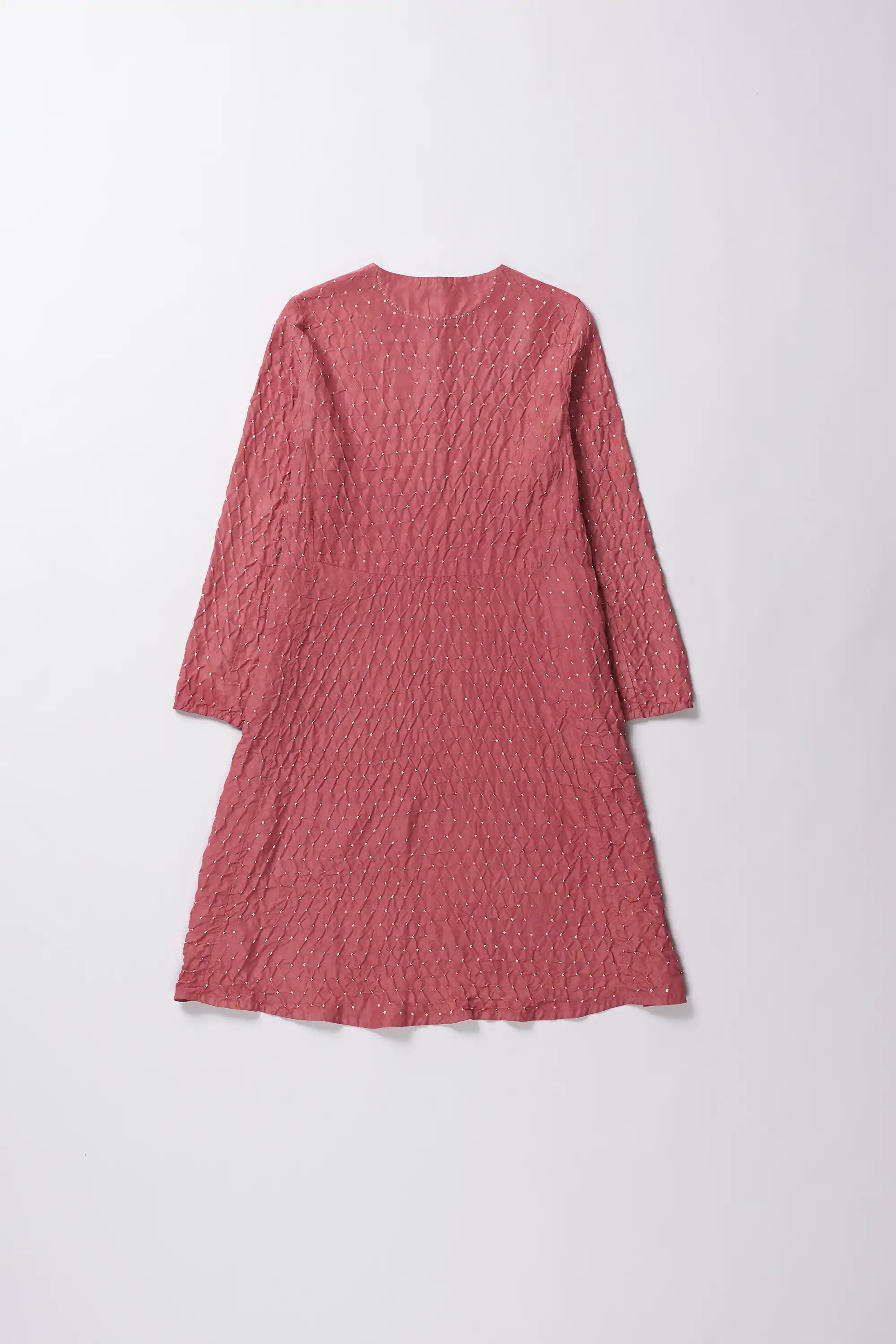 Red Silk Dress With Bandhani