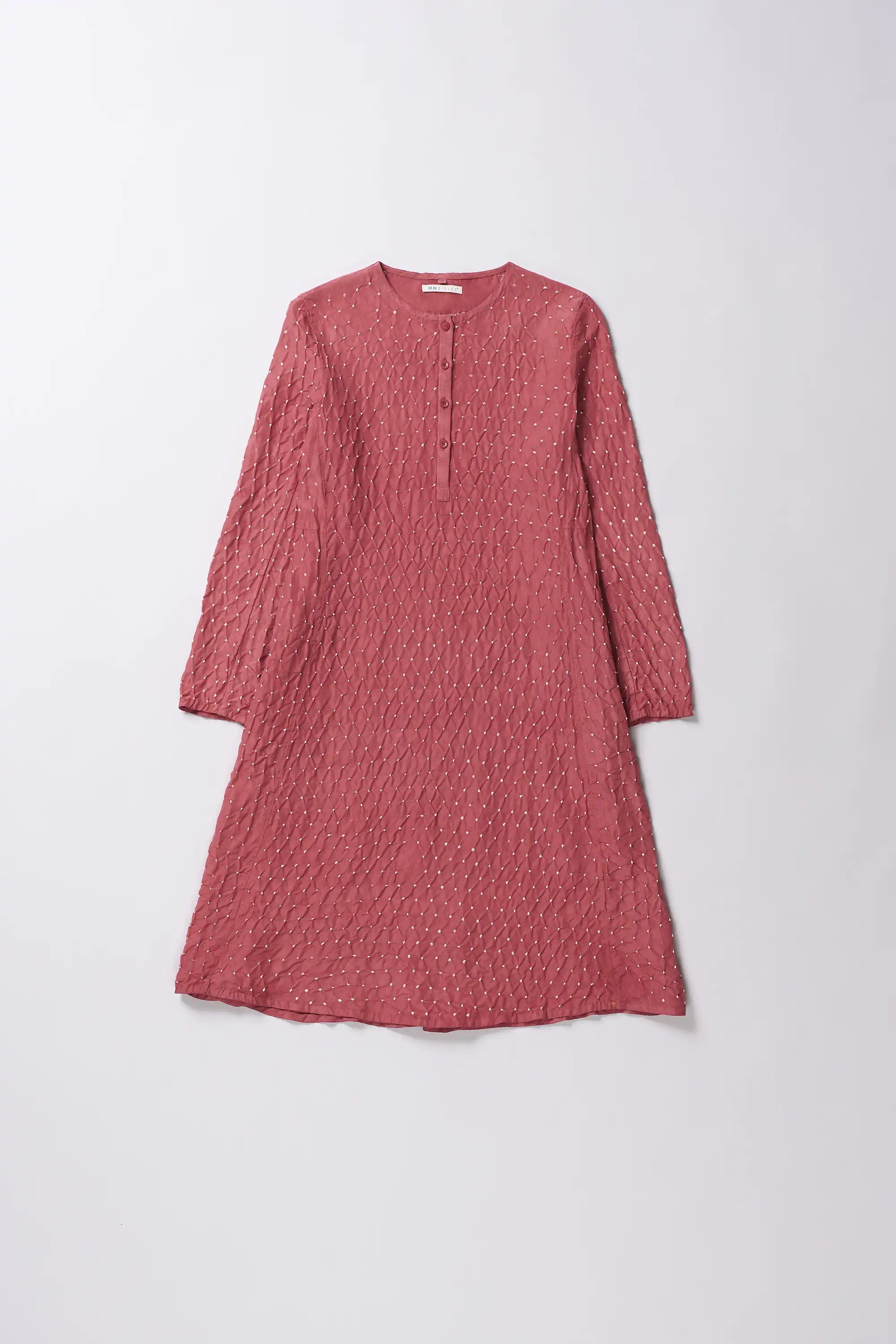 Red Silk Dress With Bandhani