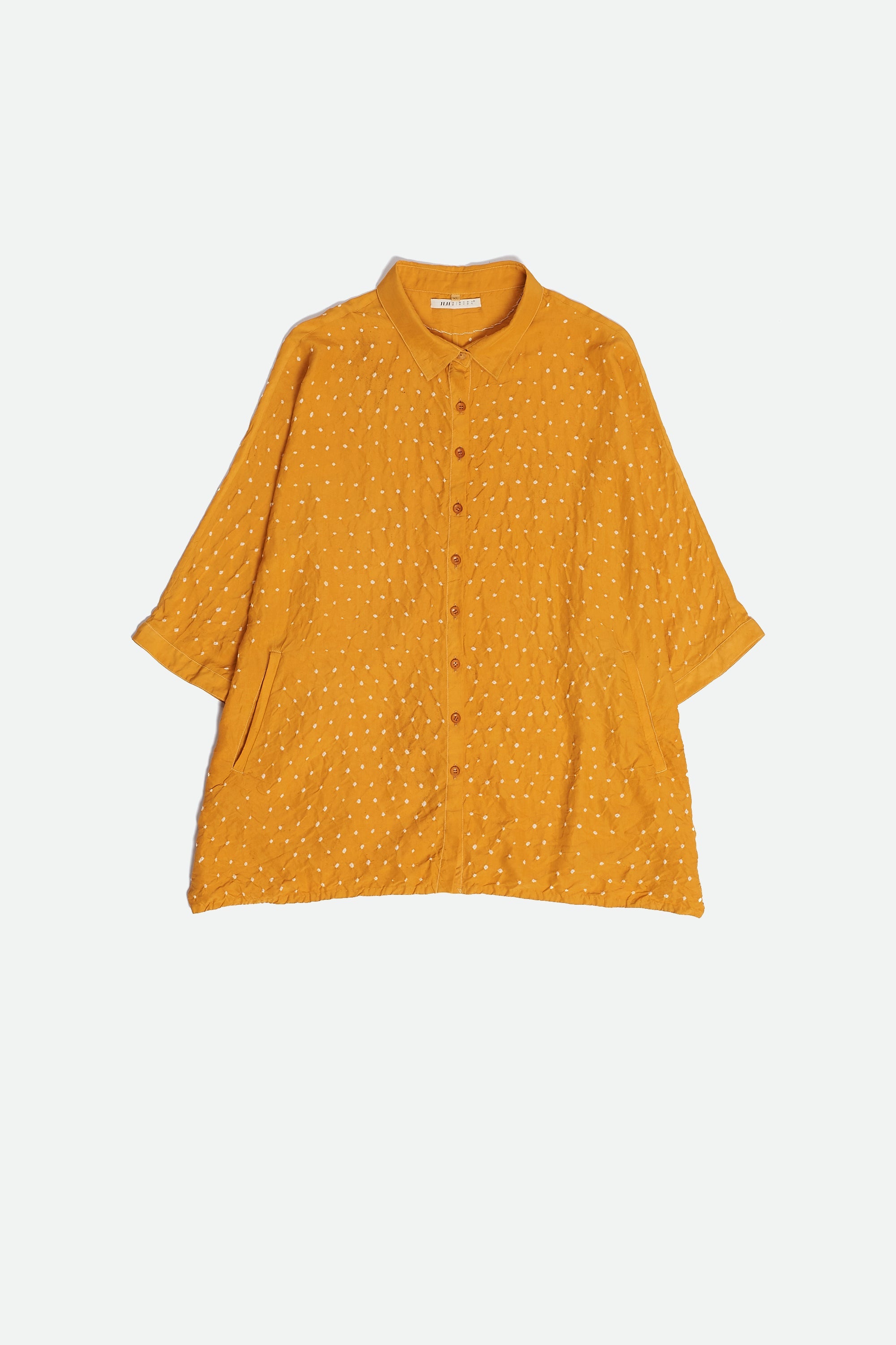MANGO YELLOW SILK BANDHANI SHIRT