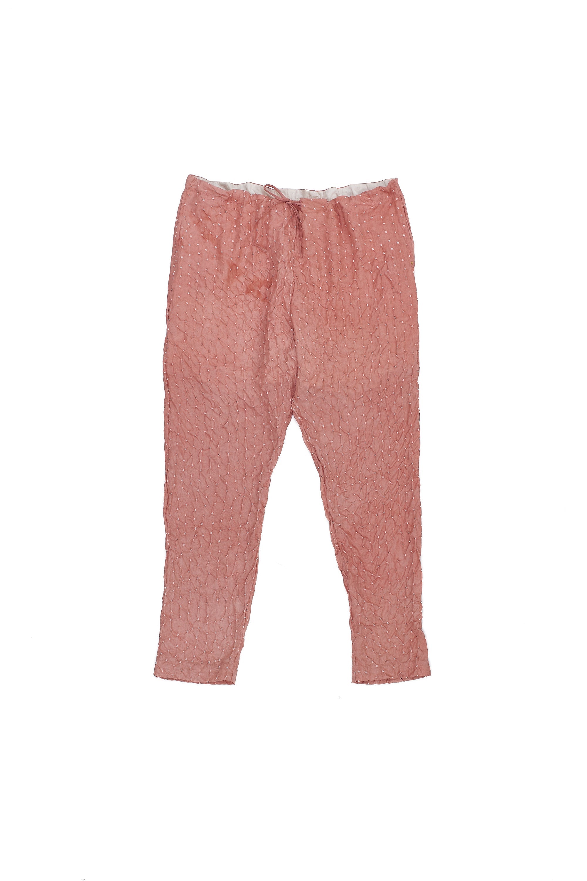 Chalk Pink Bandhani Silk Unisex Pajama'S