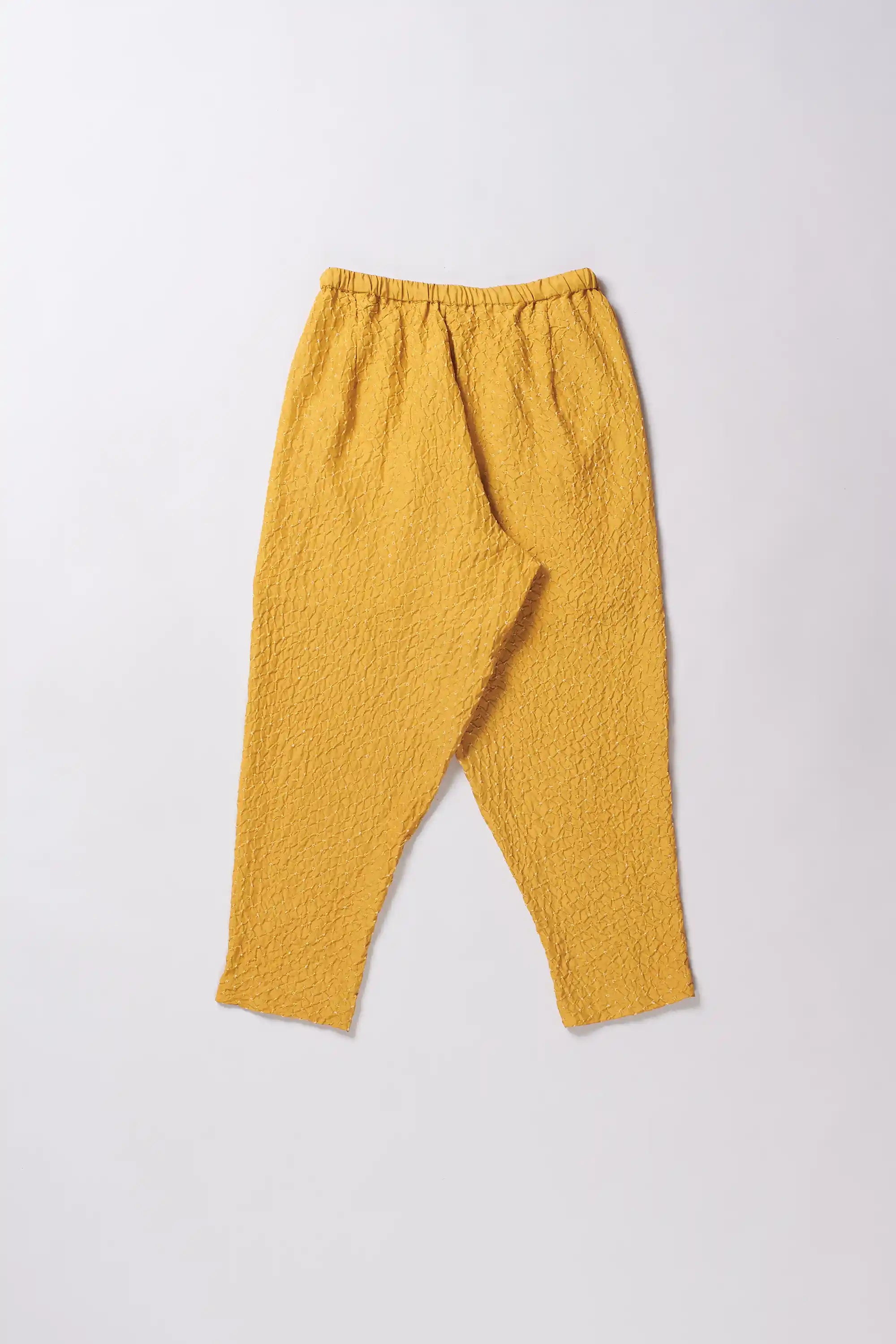Ochre Yellow Bandhani Silk String Pant