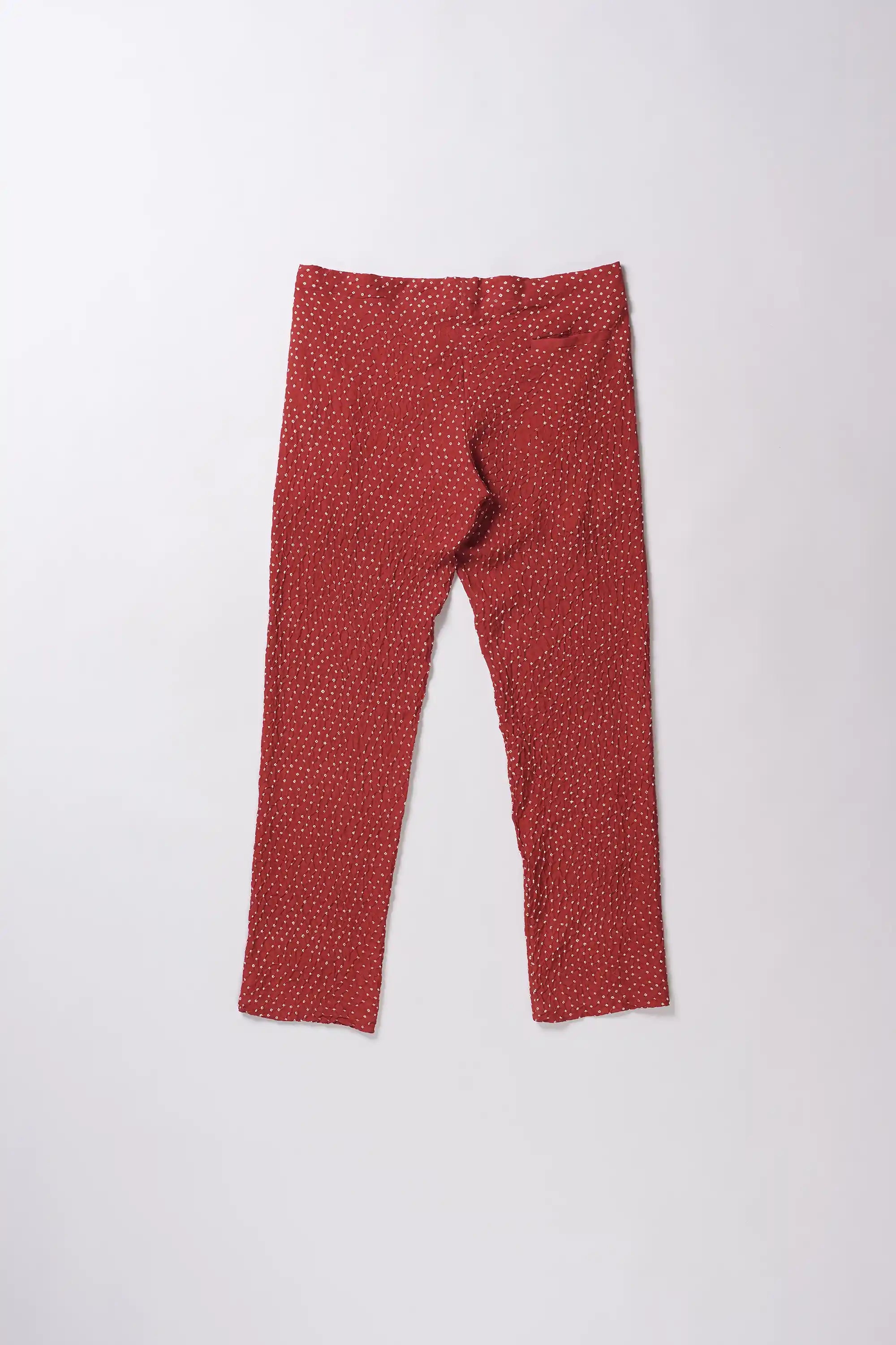 RED ALL OVER BANDHANI SILK PANT