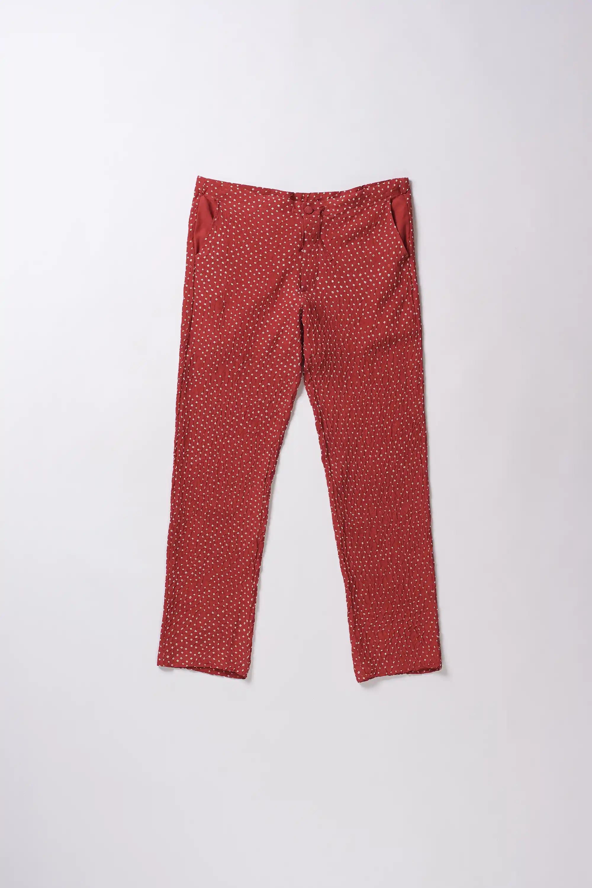 RED ALL OVER BANDHANI SILK PANT