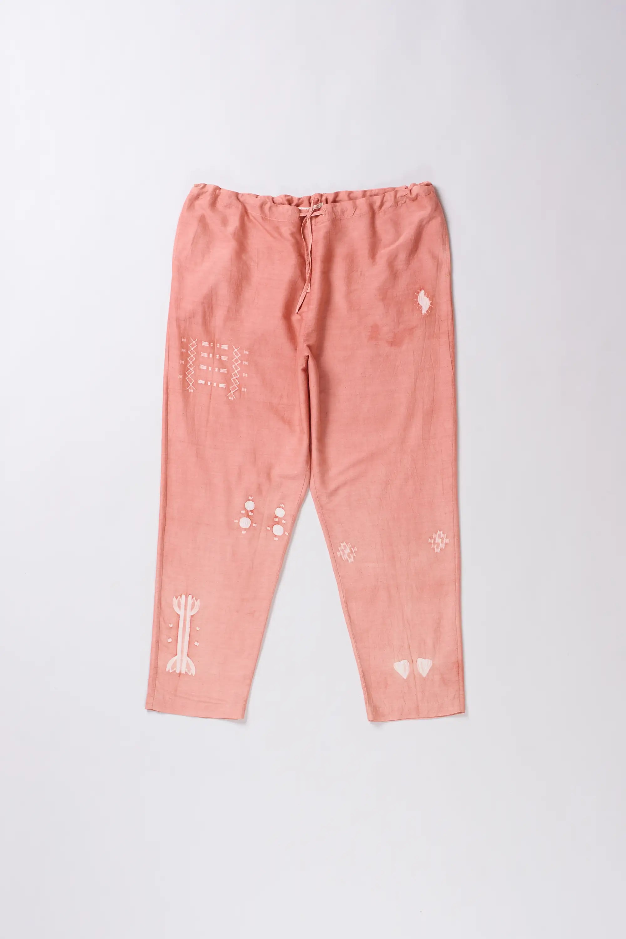 Chalk Pink Silk Cotton Blend Shibori Pant
