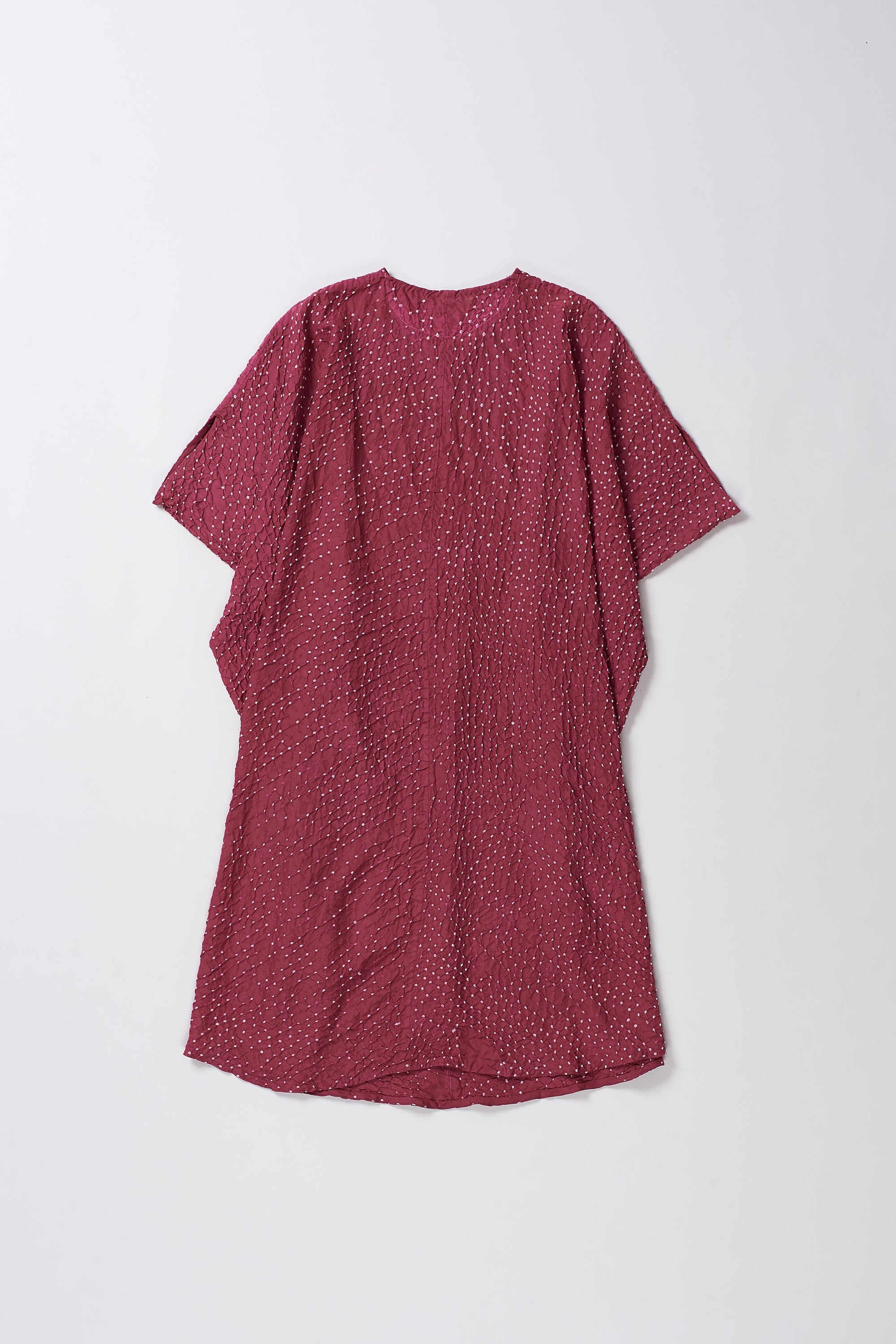 Sappan Fuschia Silk Bandhani Dress