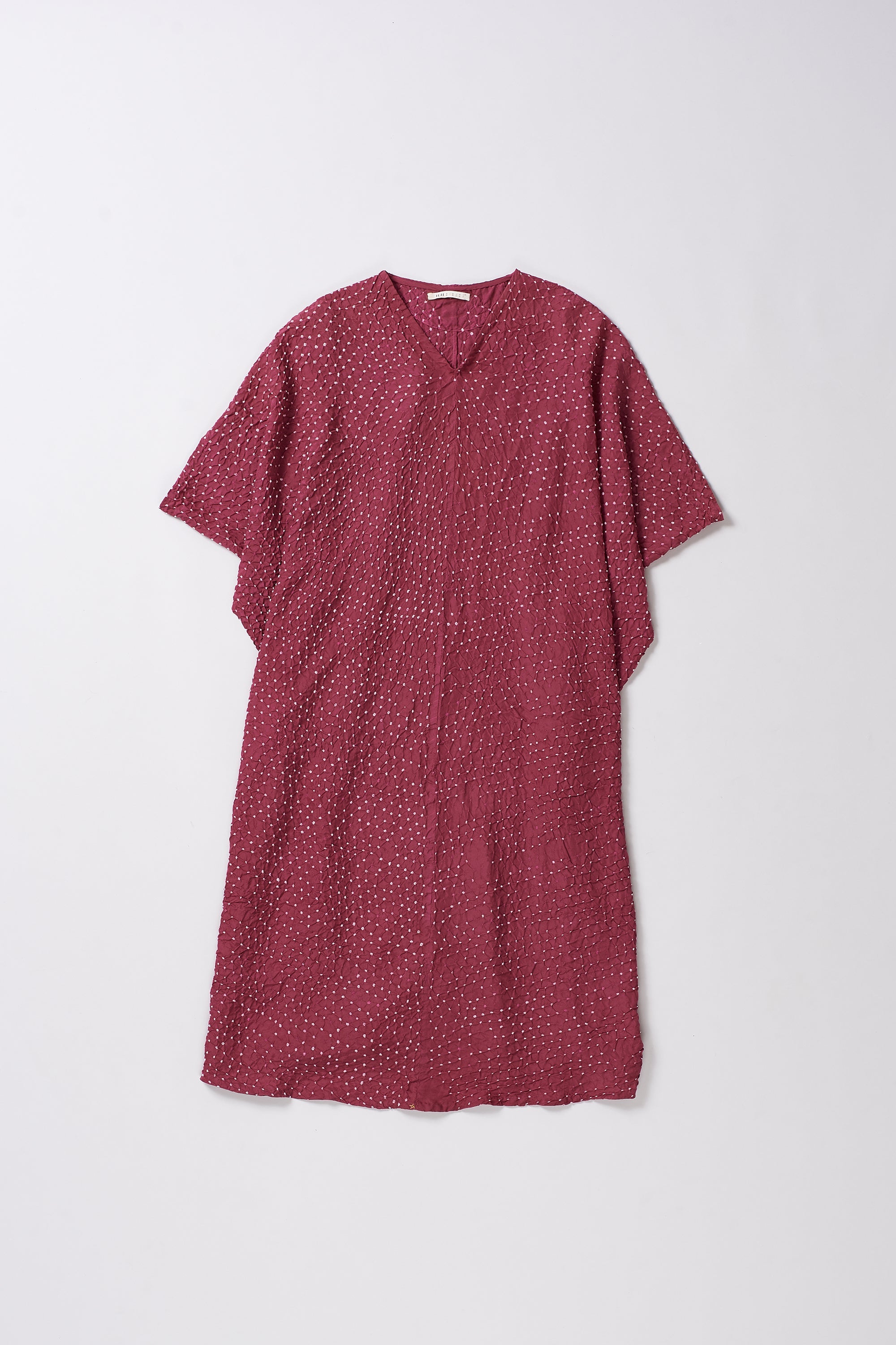 Sappan Fuschia Silk Bandhani Dress