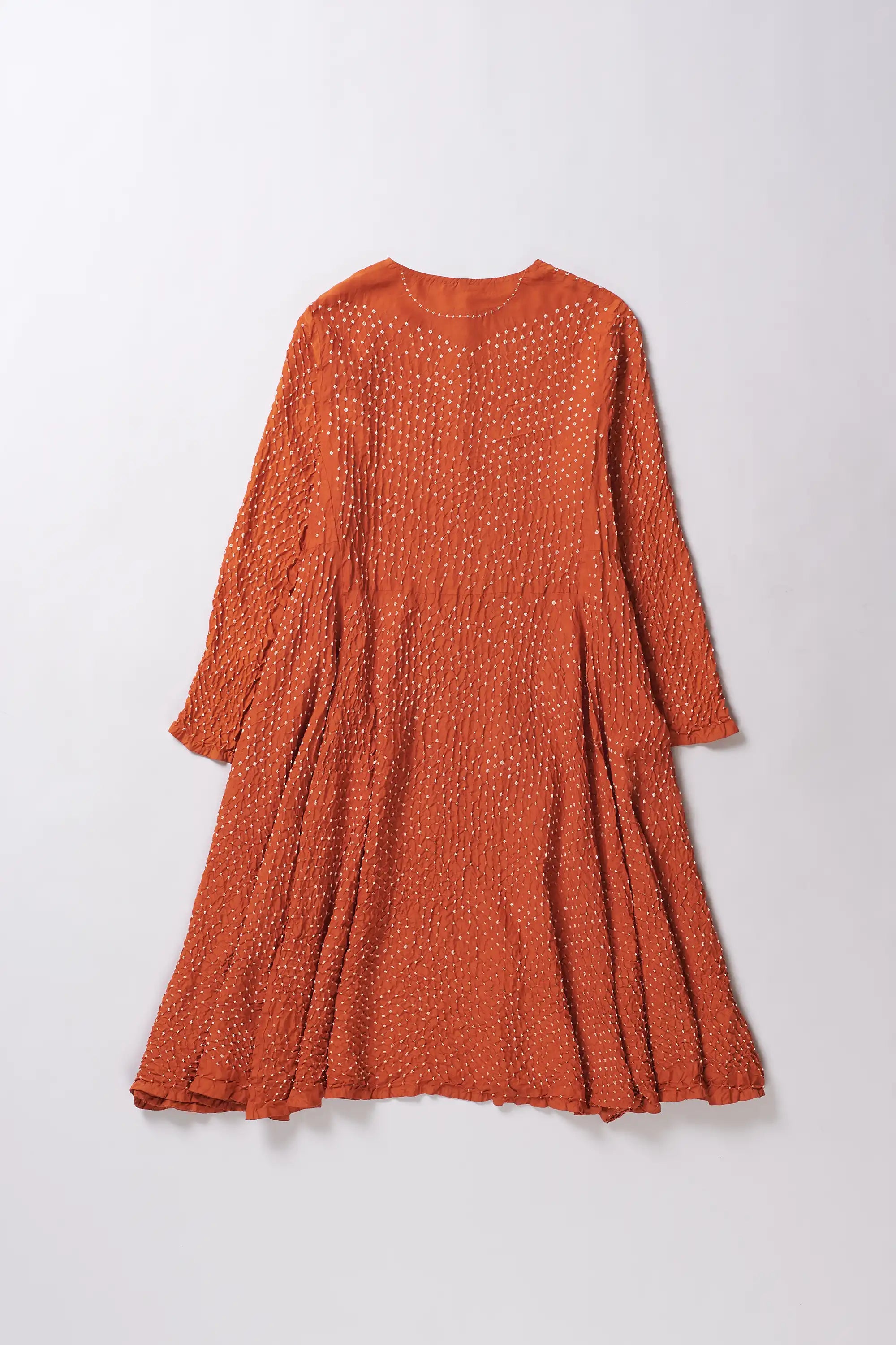 Sunset Orange Silk Bandhani Women Dress