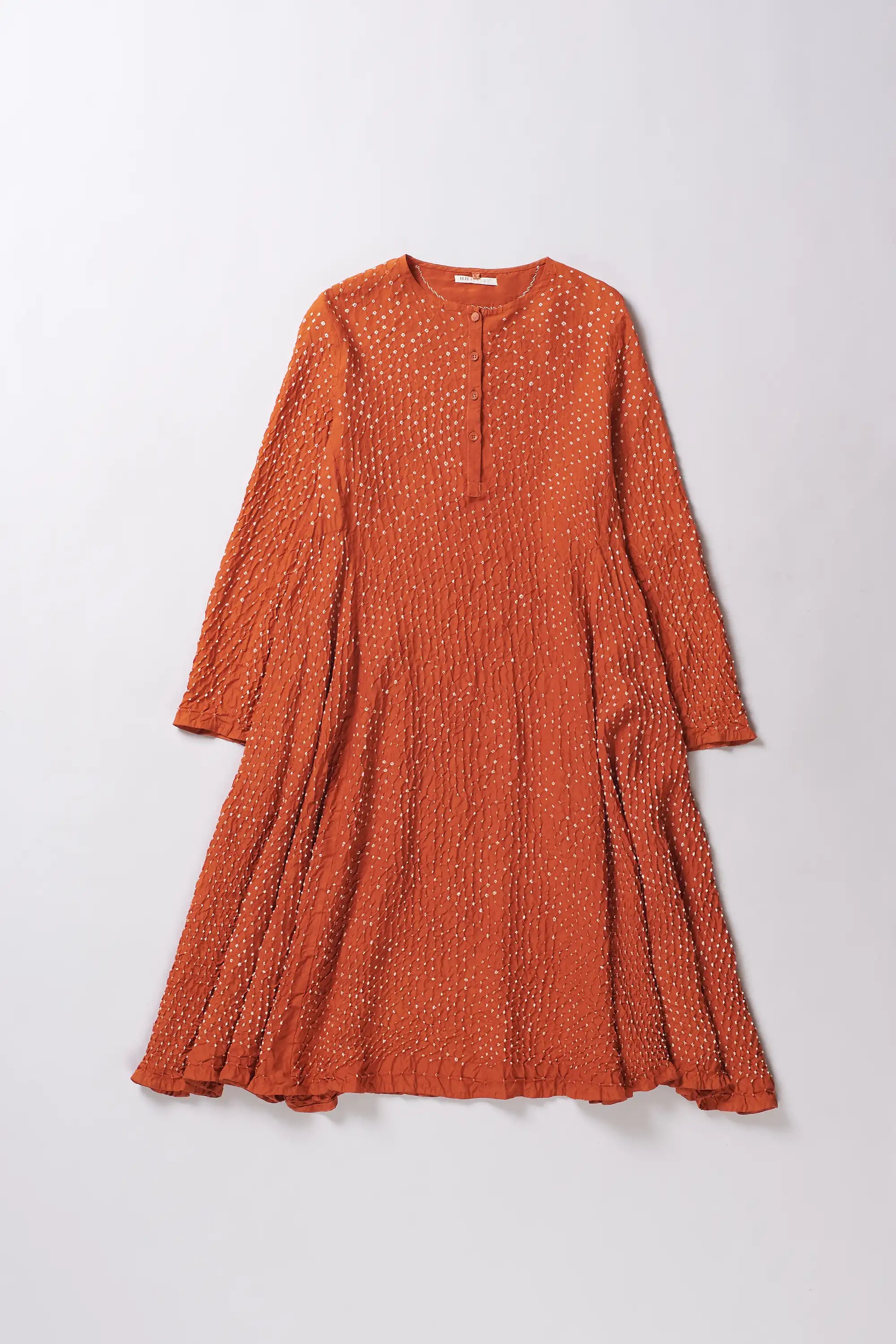 Sunset Orange Silk Bandhani Women Dress