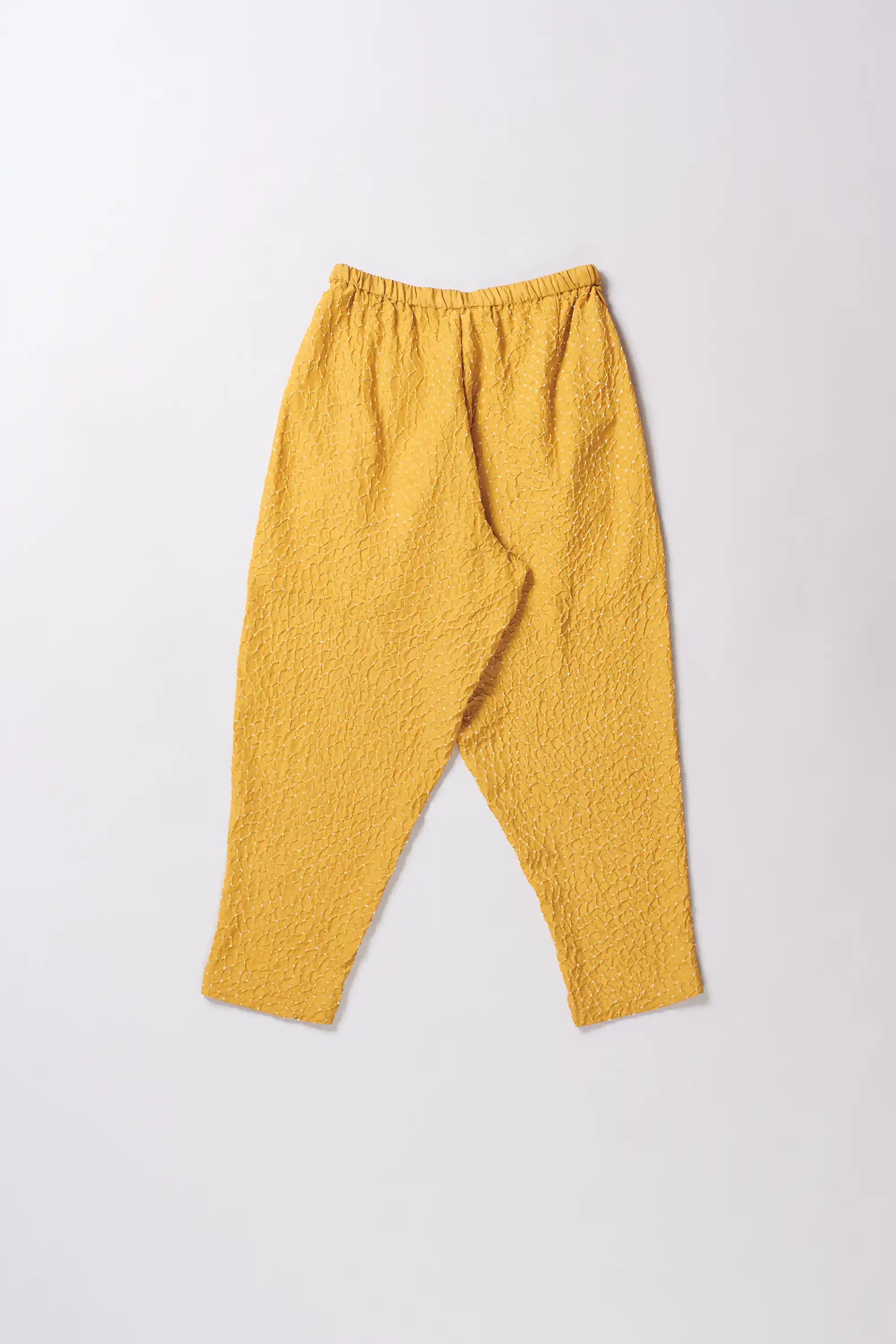 Ochre Yellow Bandhani Silk String Pant