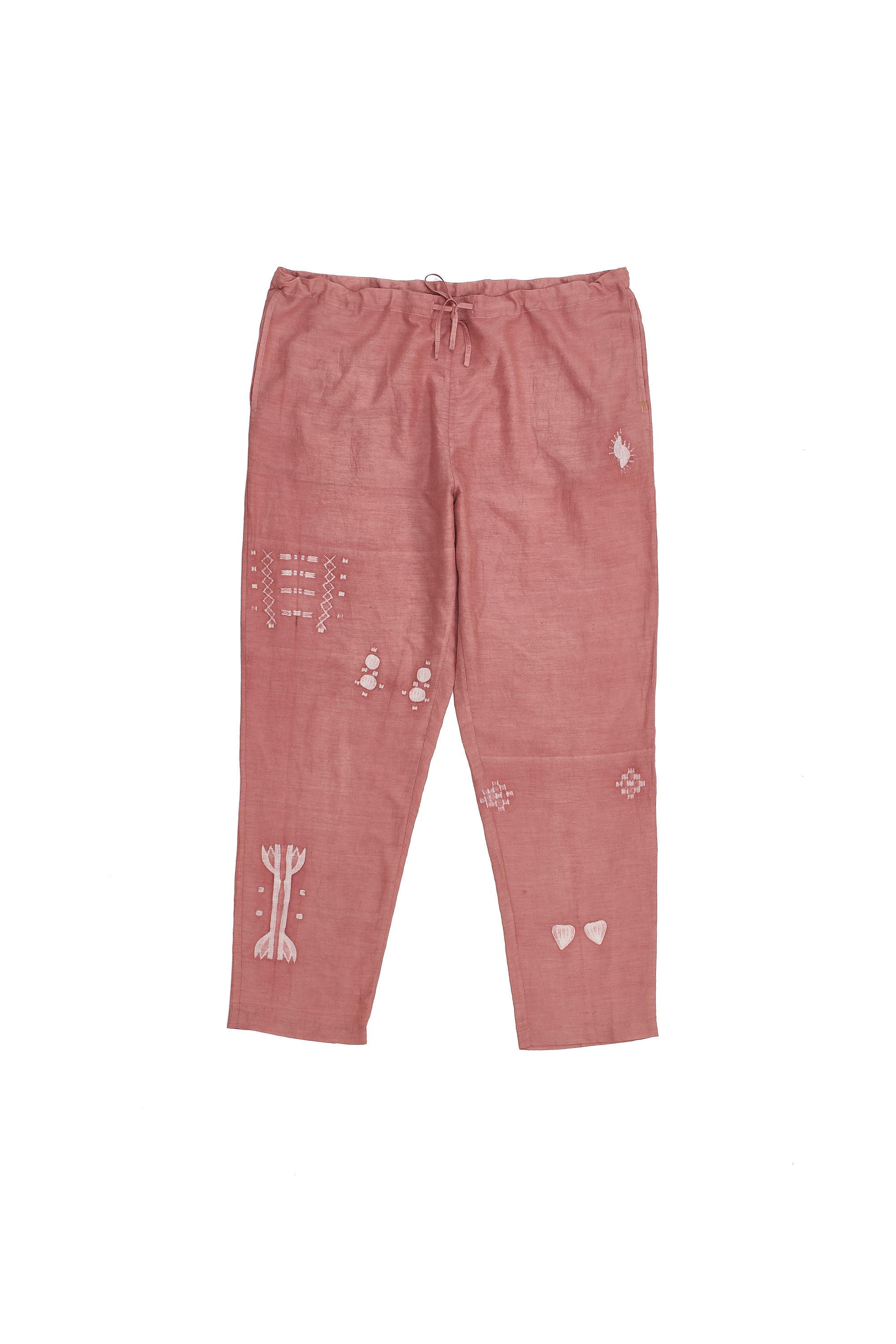 Chalk Pink Cotton Silk Blend Shibori Pant