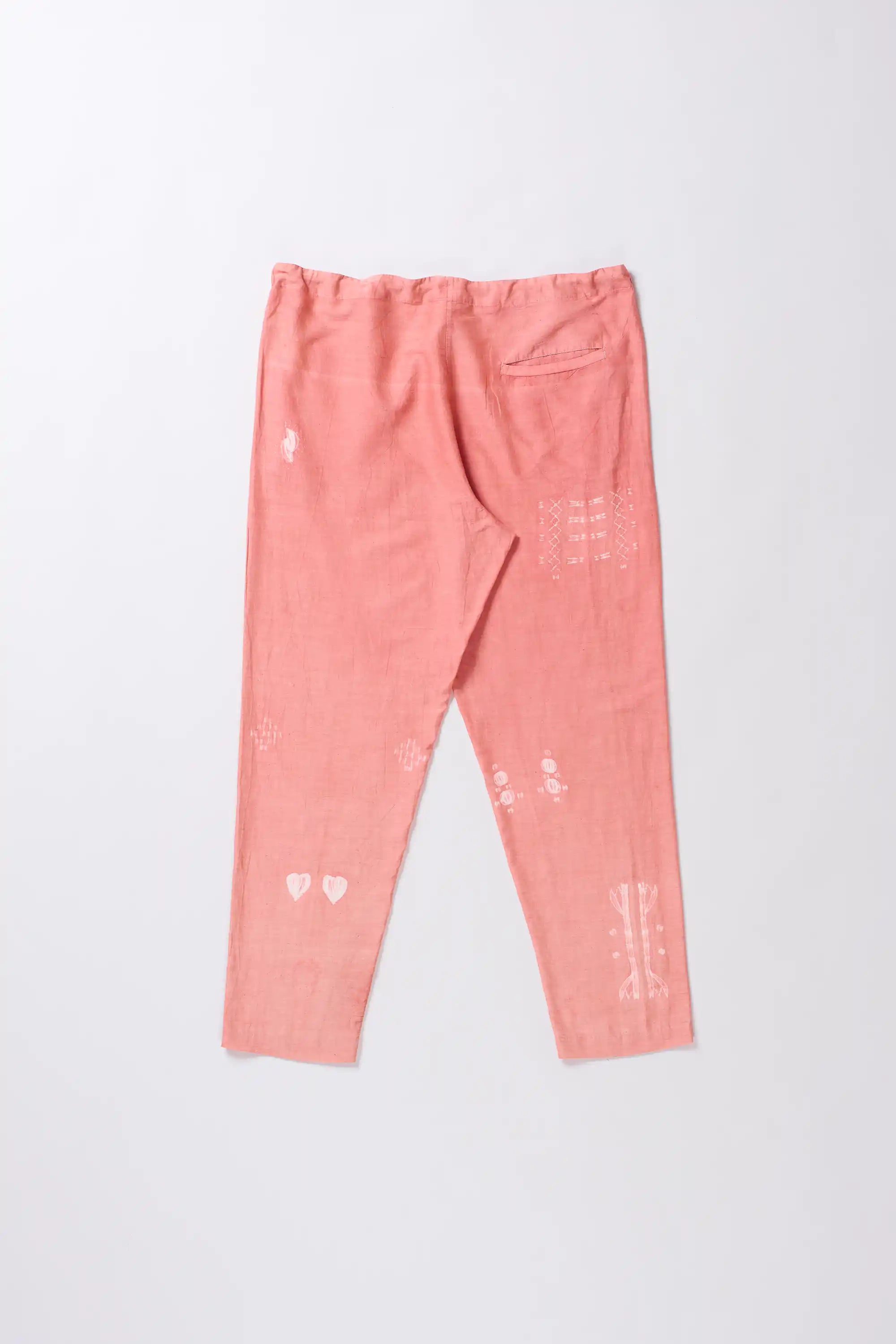 Chalk Pink Silk Cotton Blend Shibori Pant