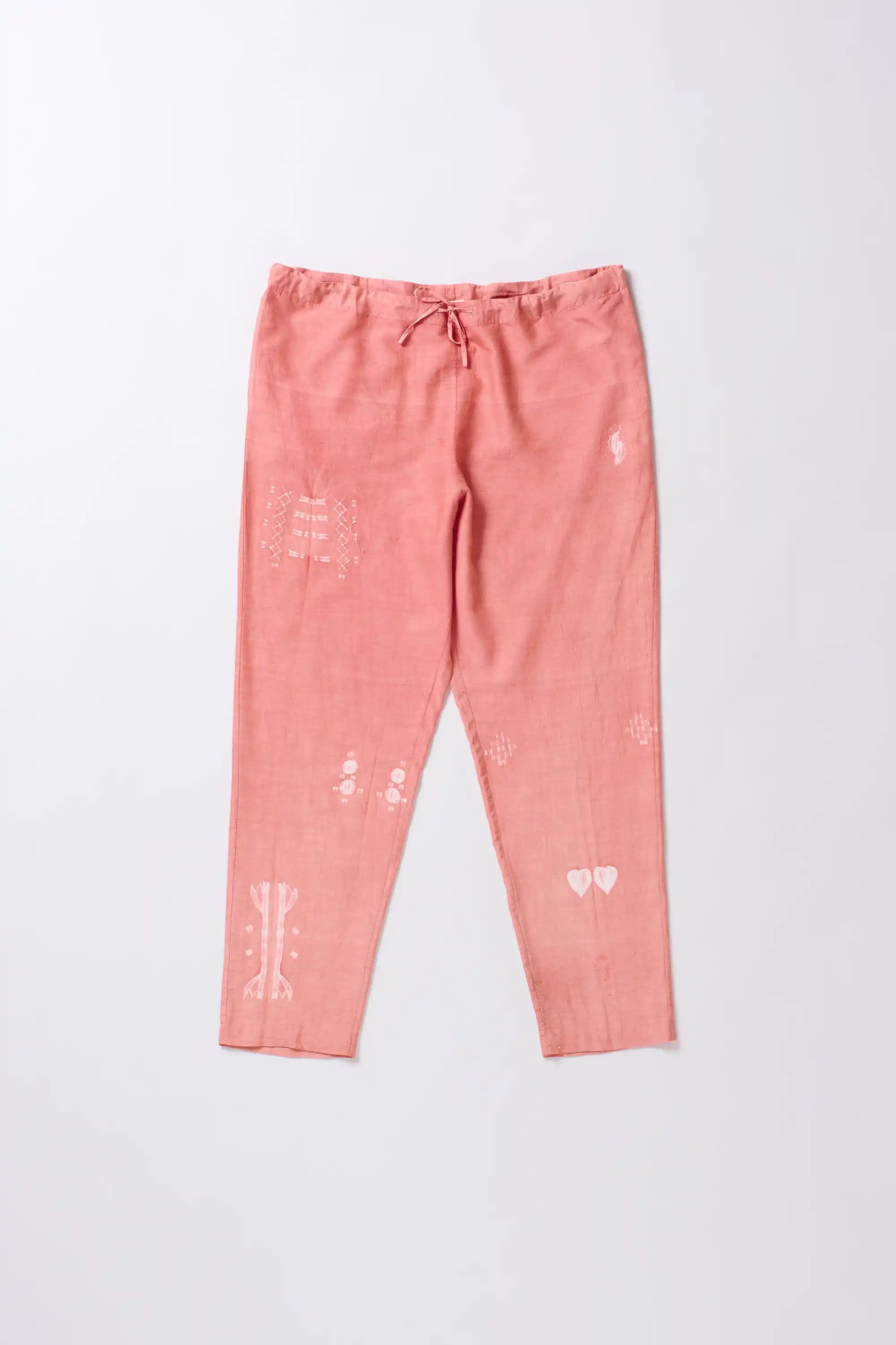 Chalk Pink Silk Cotton Blend Shibori Pant