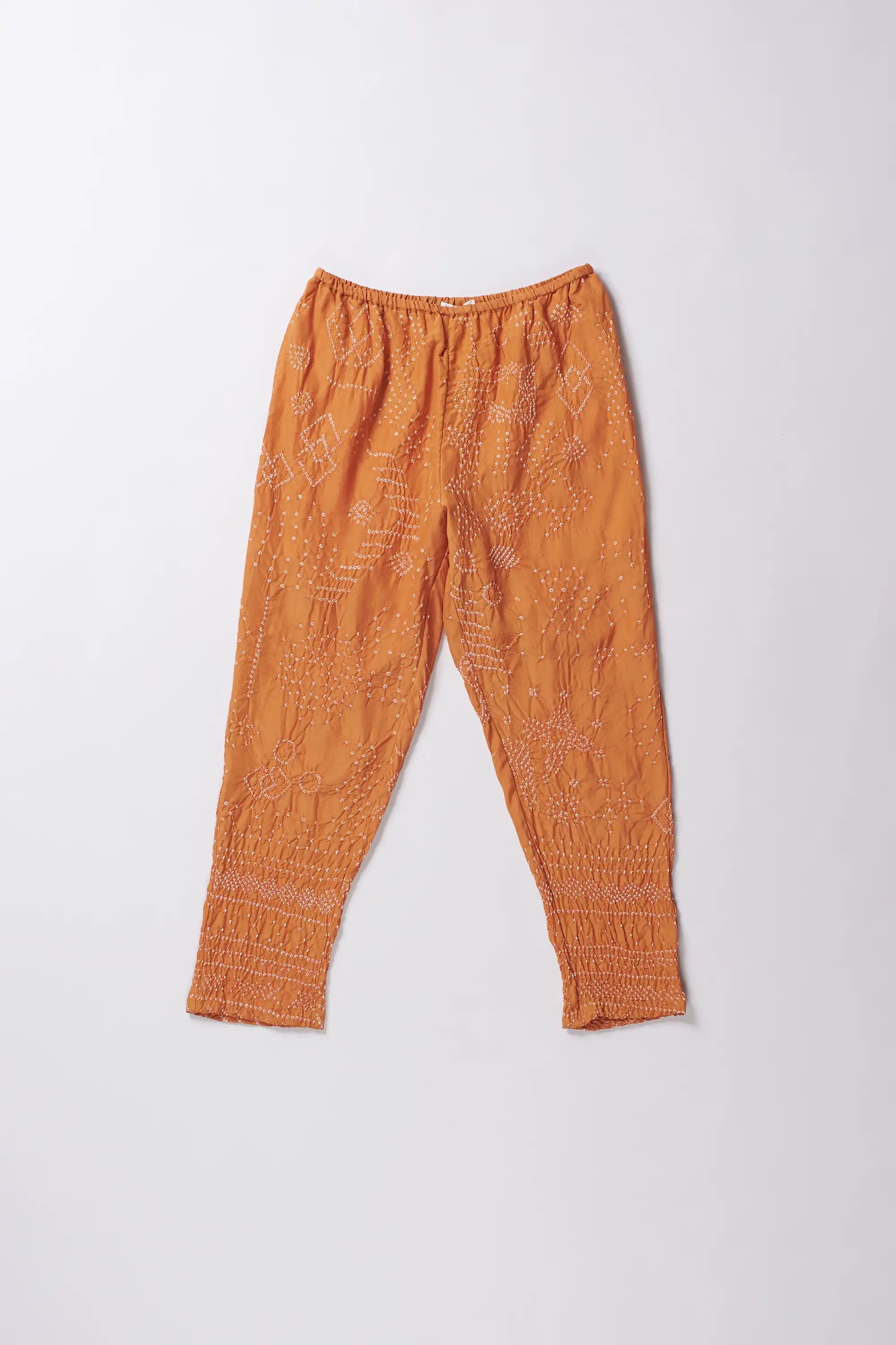 Sunset Orange Bandhani Silk Women Pant