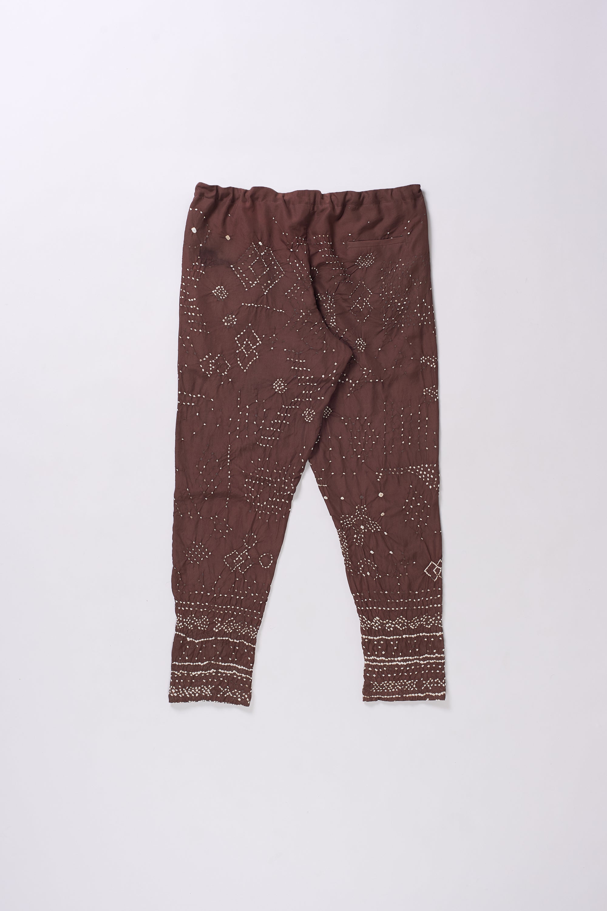 BURNT UMBER BANDHANI SILK PANTS