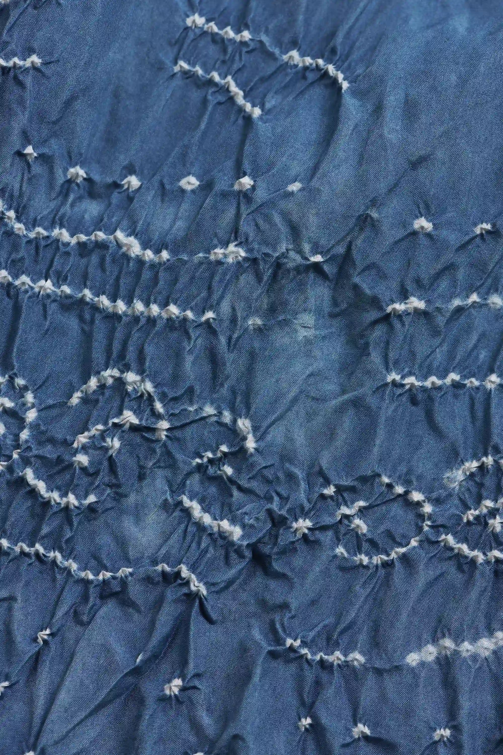 Flared Women Bandhani Dress in Medium Indigo
