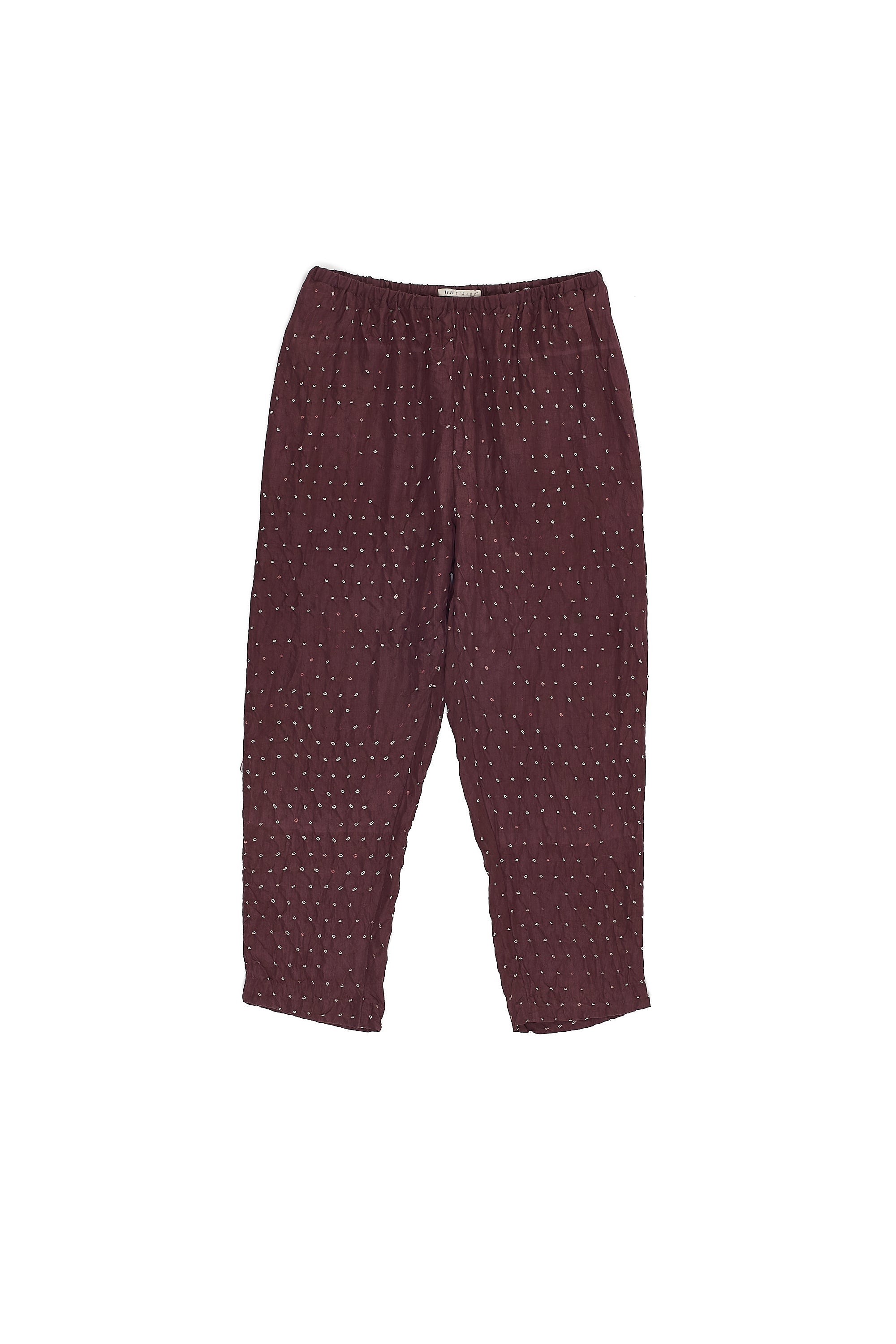 PURPLE RED SILK BANDHANI ELASTIC PANT