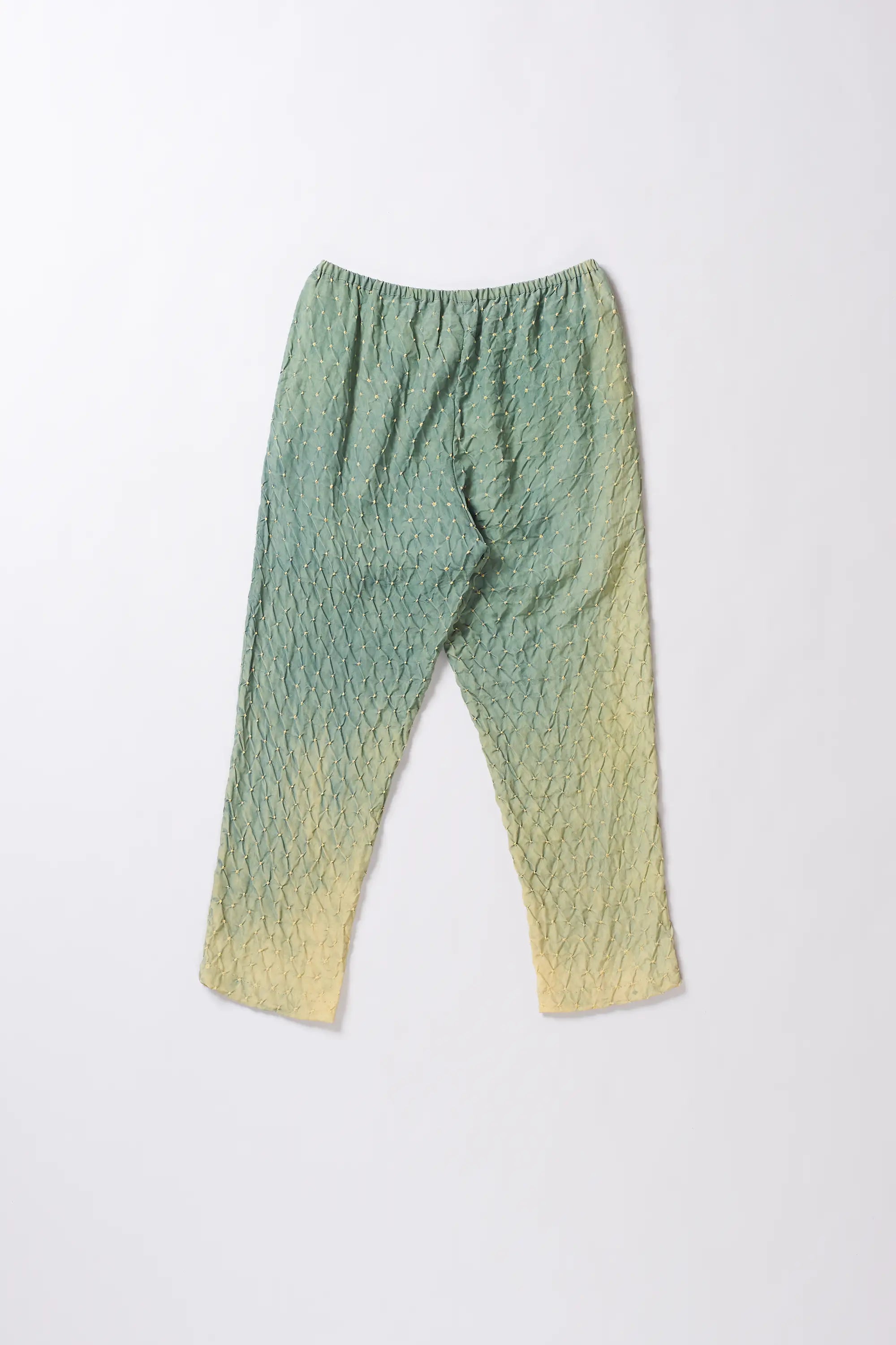 Olive Green Silk Trouser With Bandhani