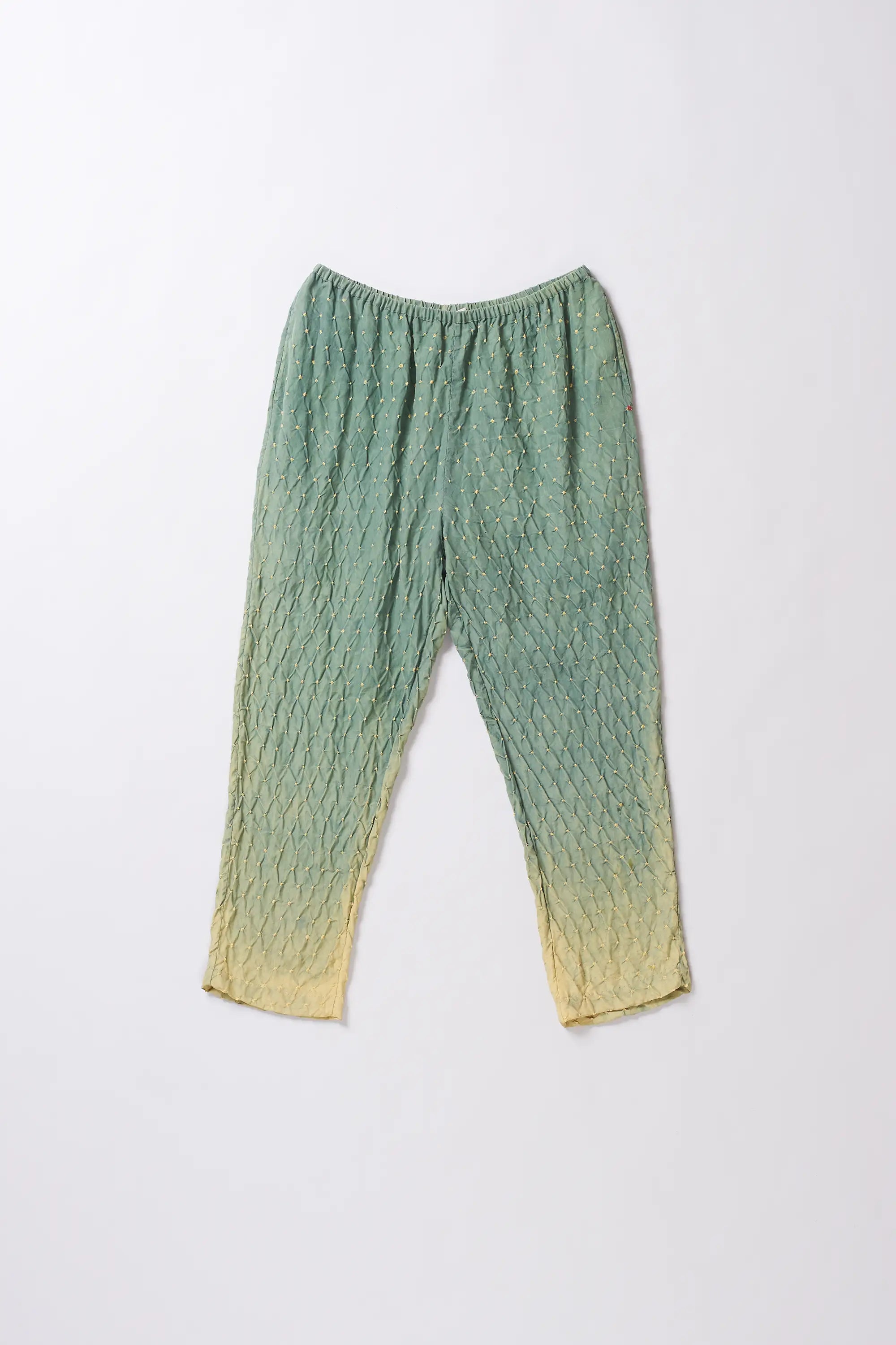 Olive Green Silk Trouser With Bandhani