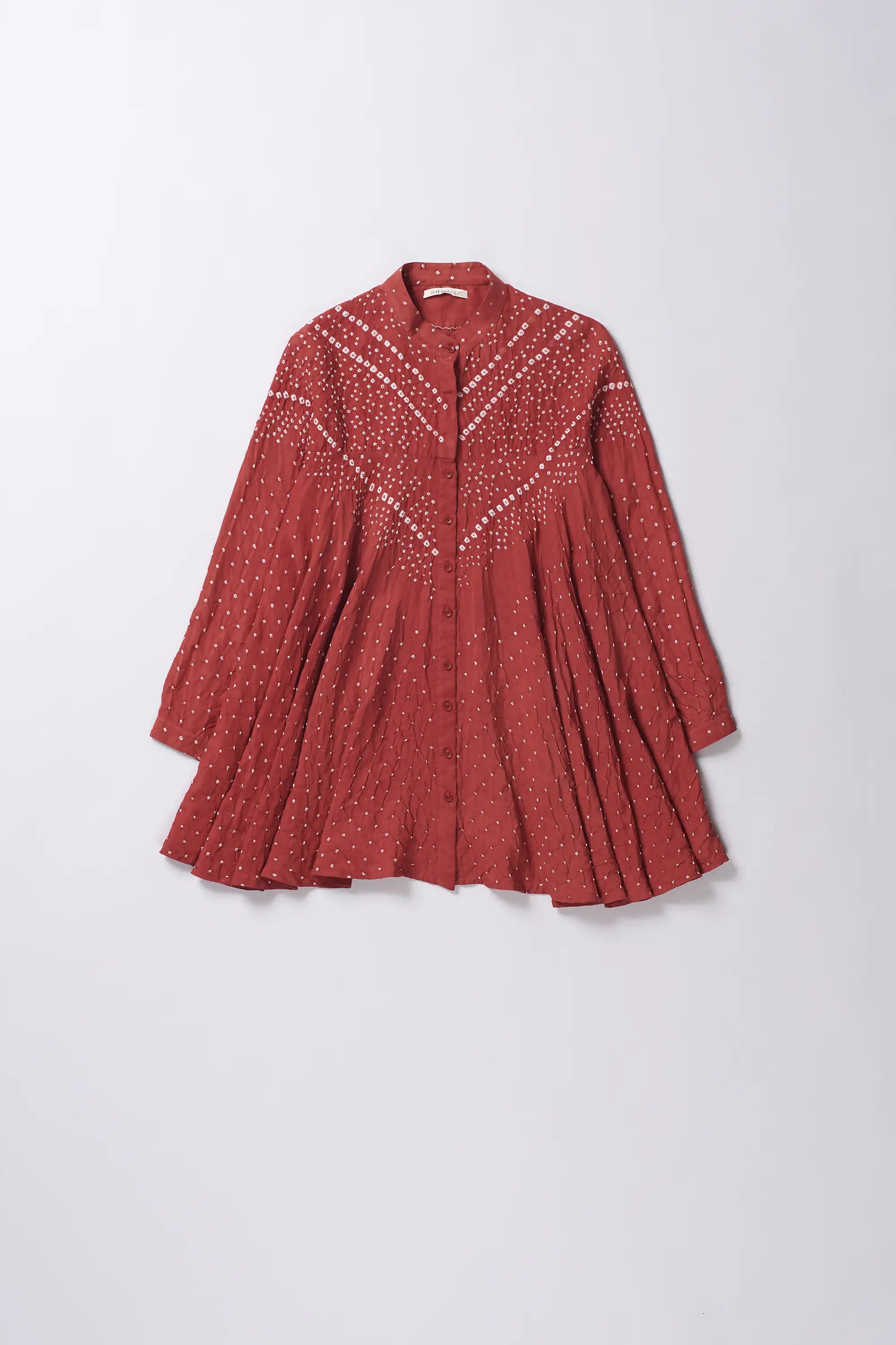 Silk Bandhani Shirt in Red