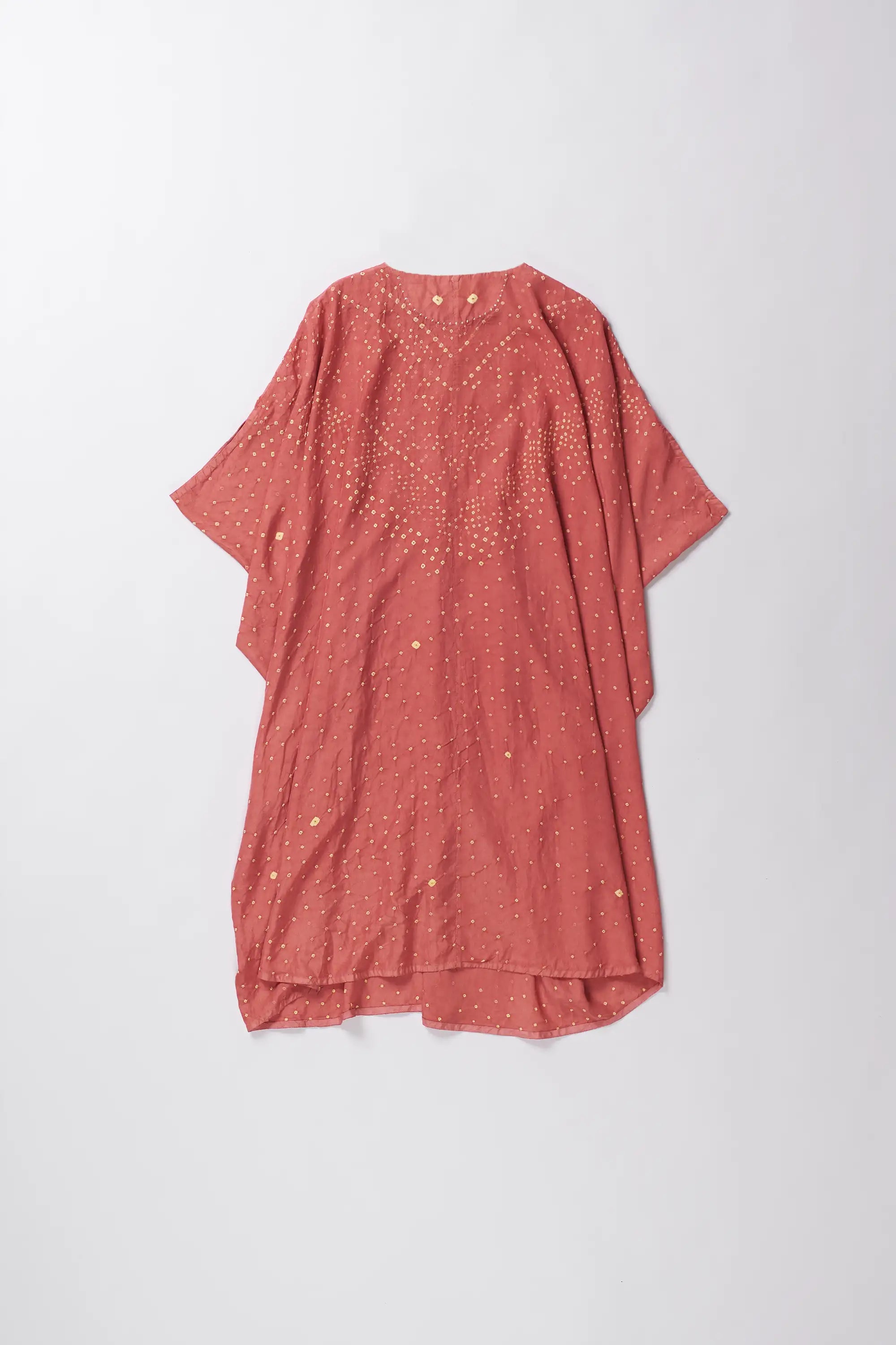 Pink Wood Silk Kaftan Dress