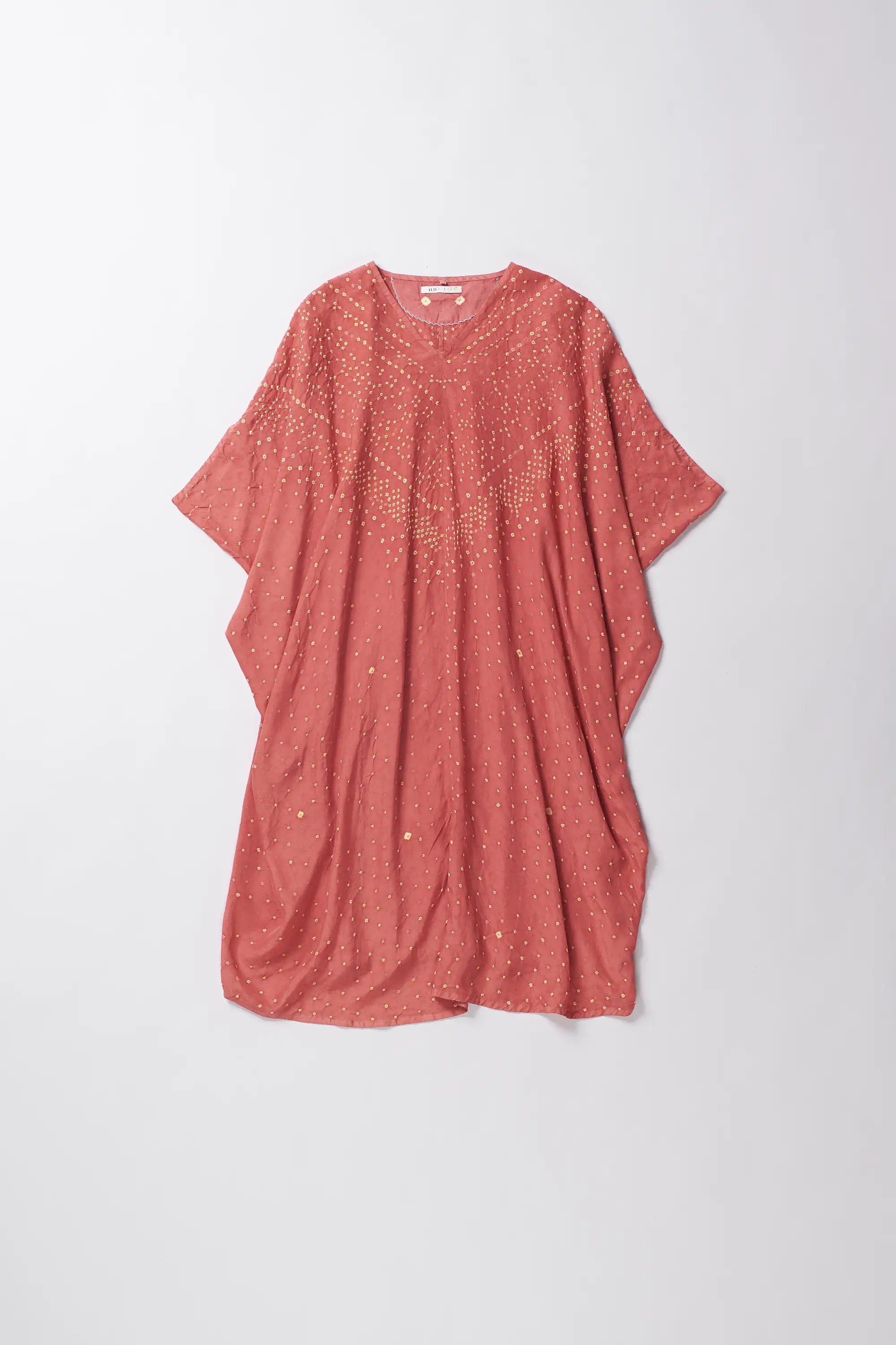 Pink Wood Silk Kaftan Dress