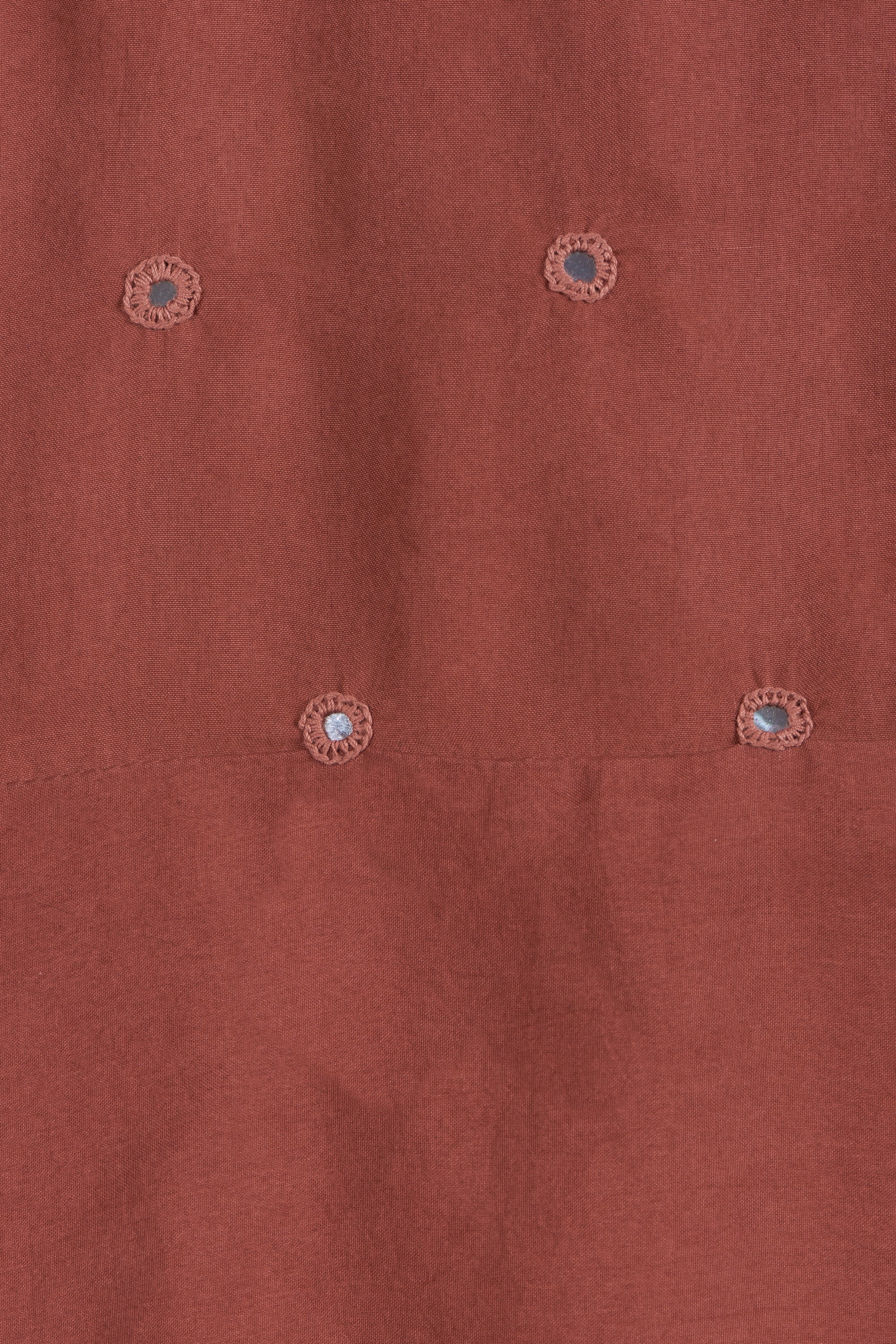 BRICK RED MIRROR WORK WOMEN'S SHIRT
