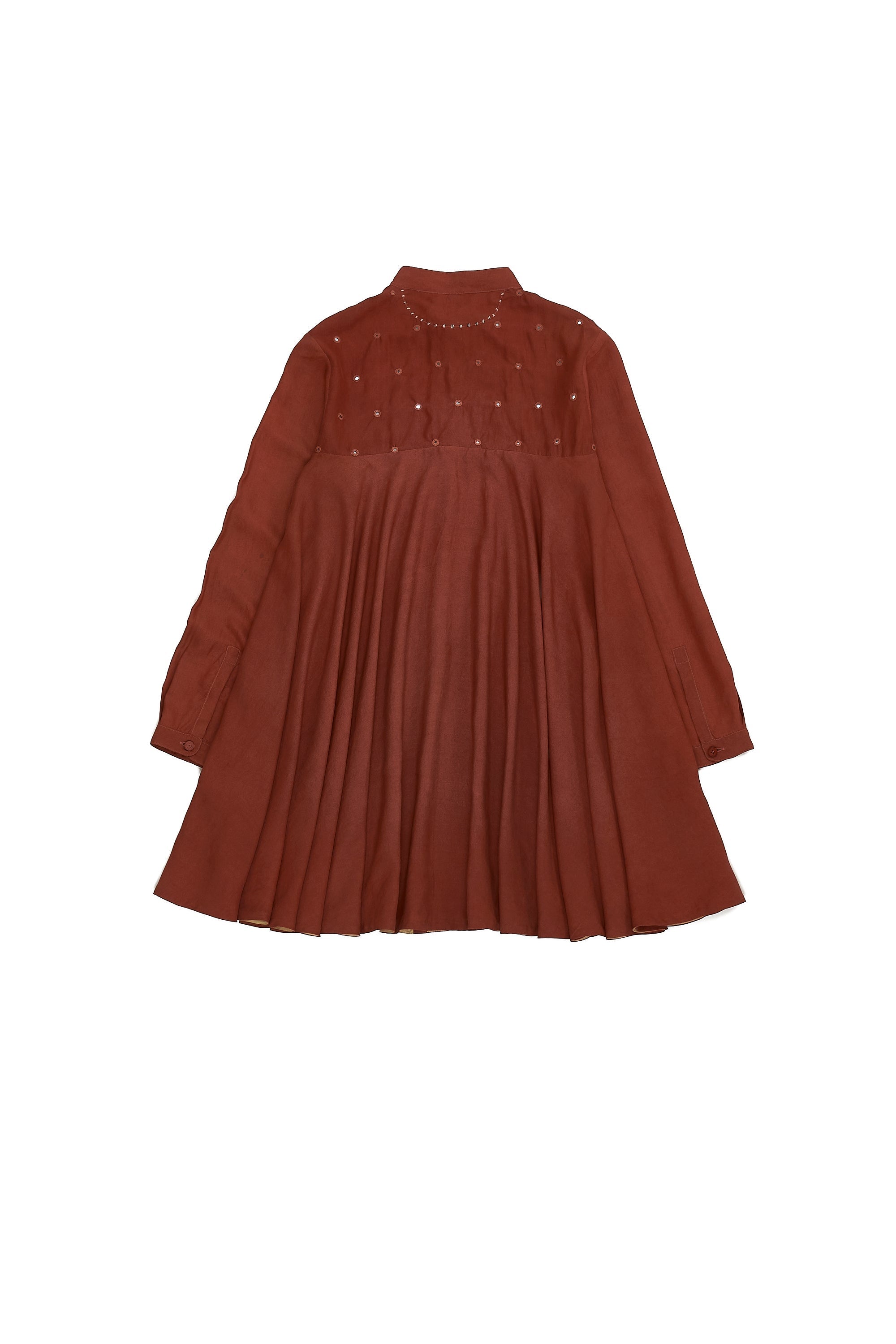 BRICK RED MIRROR WORK SHIRT