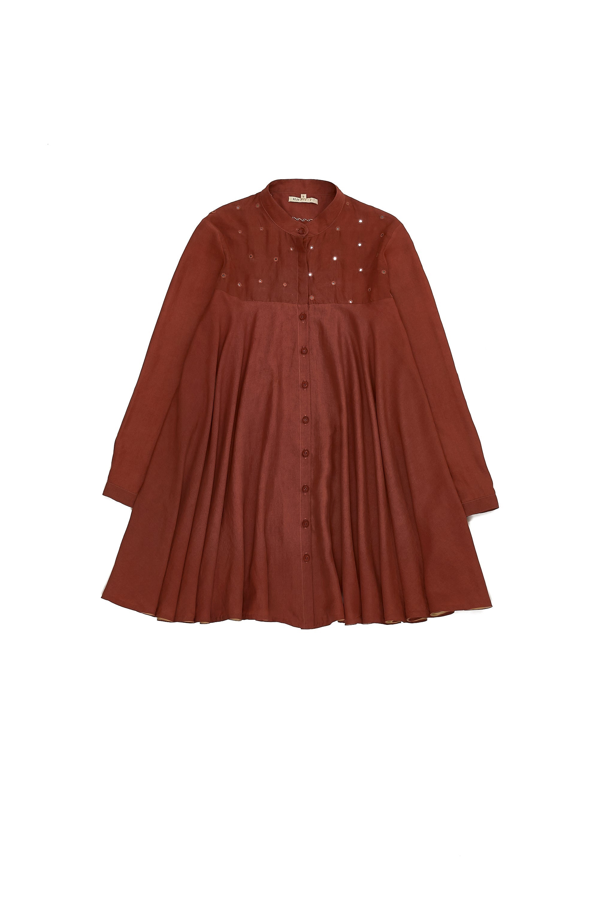 BRICK RED MIRROR WORK SHIRT