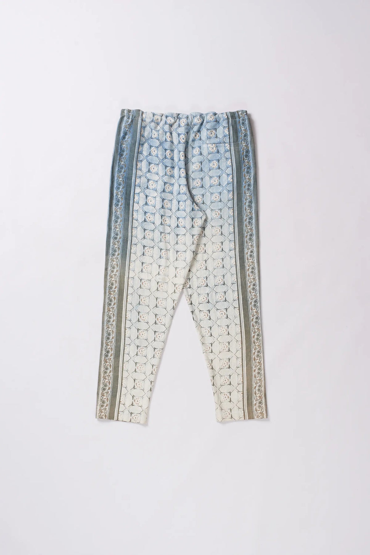 Light Indigo Screen Printed Drawstring Trousers