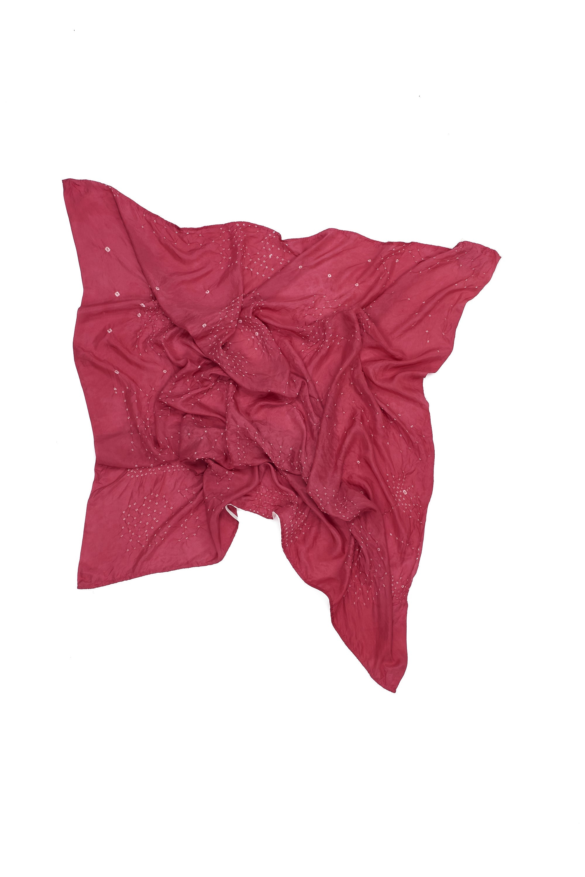 PINK WOOD SILK BANDHANI SCARF