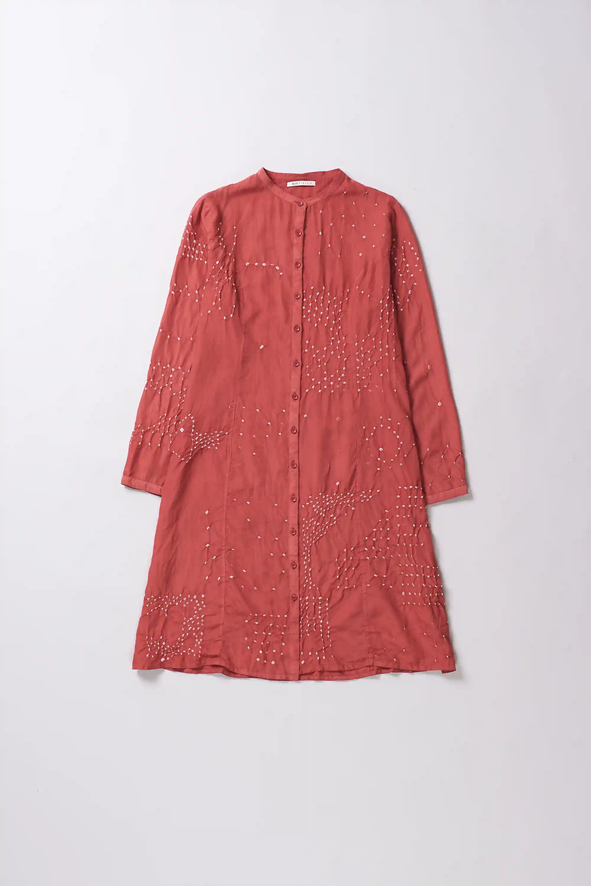 Pink Wood Silk Bandhani Women Dress