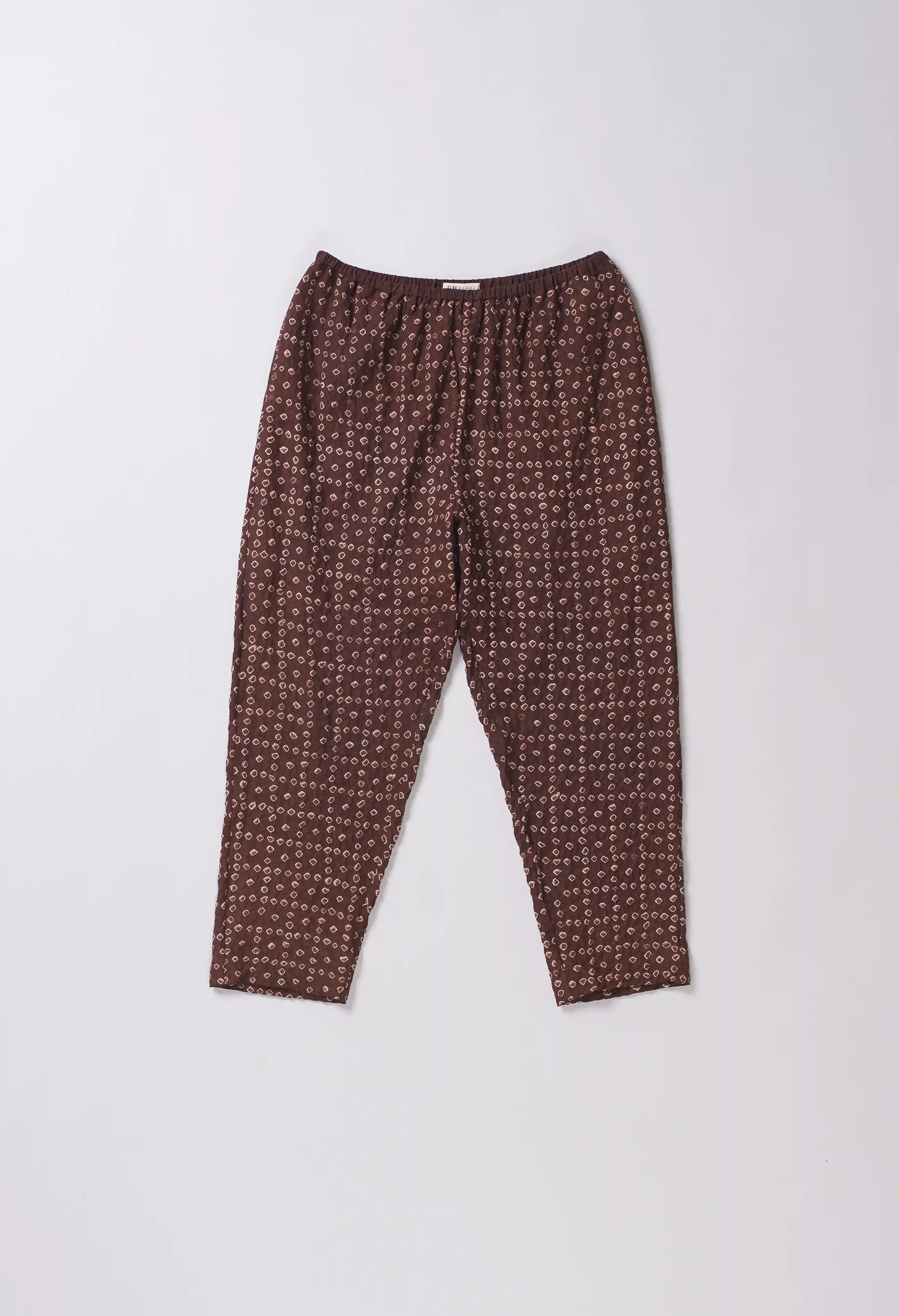 Burnt Umber Silk Bandhani Pant