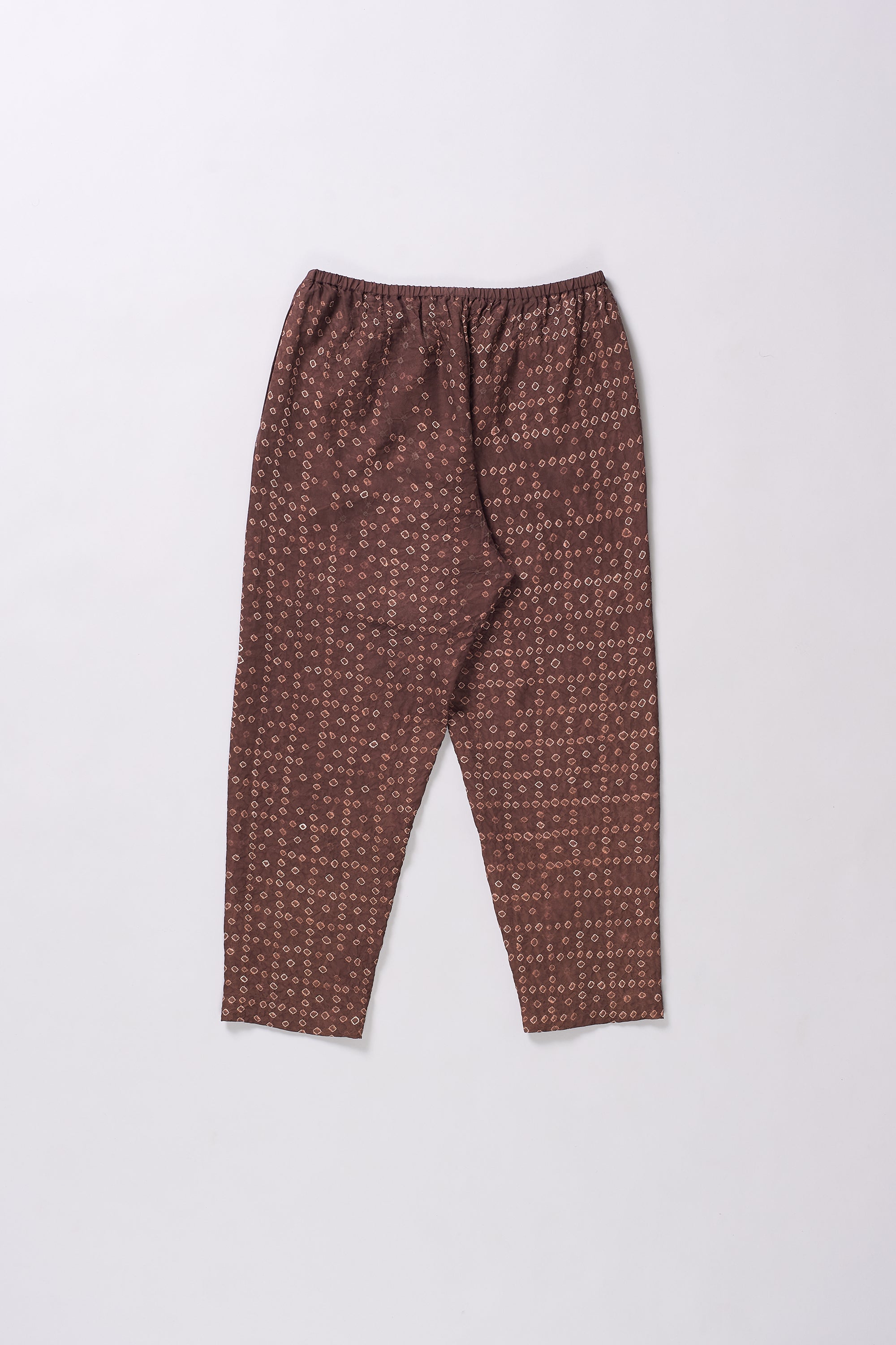 BURNT UMBER SILK BANDHANI PANTS