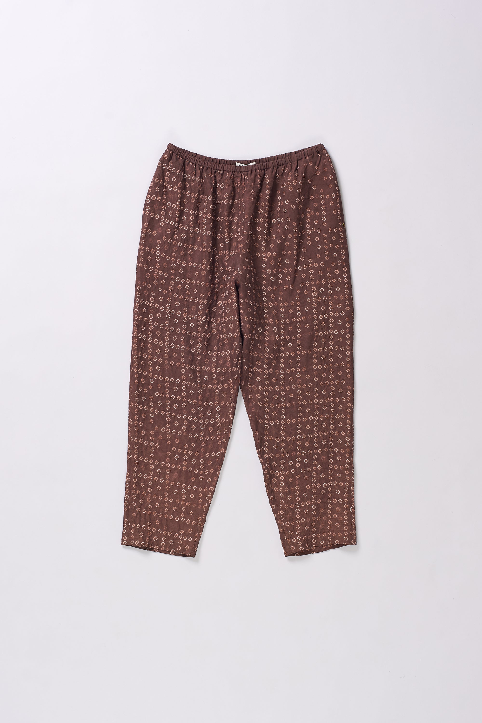 BURNT UMBER SILK BANDHANI PANTS