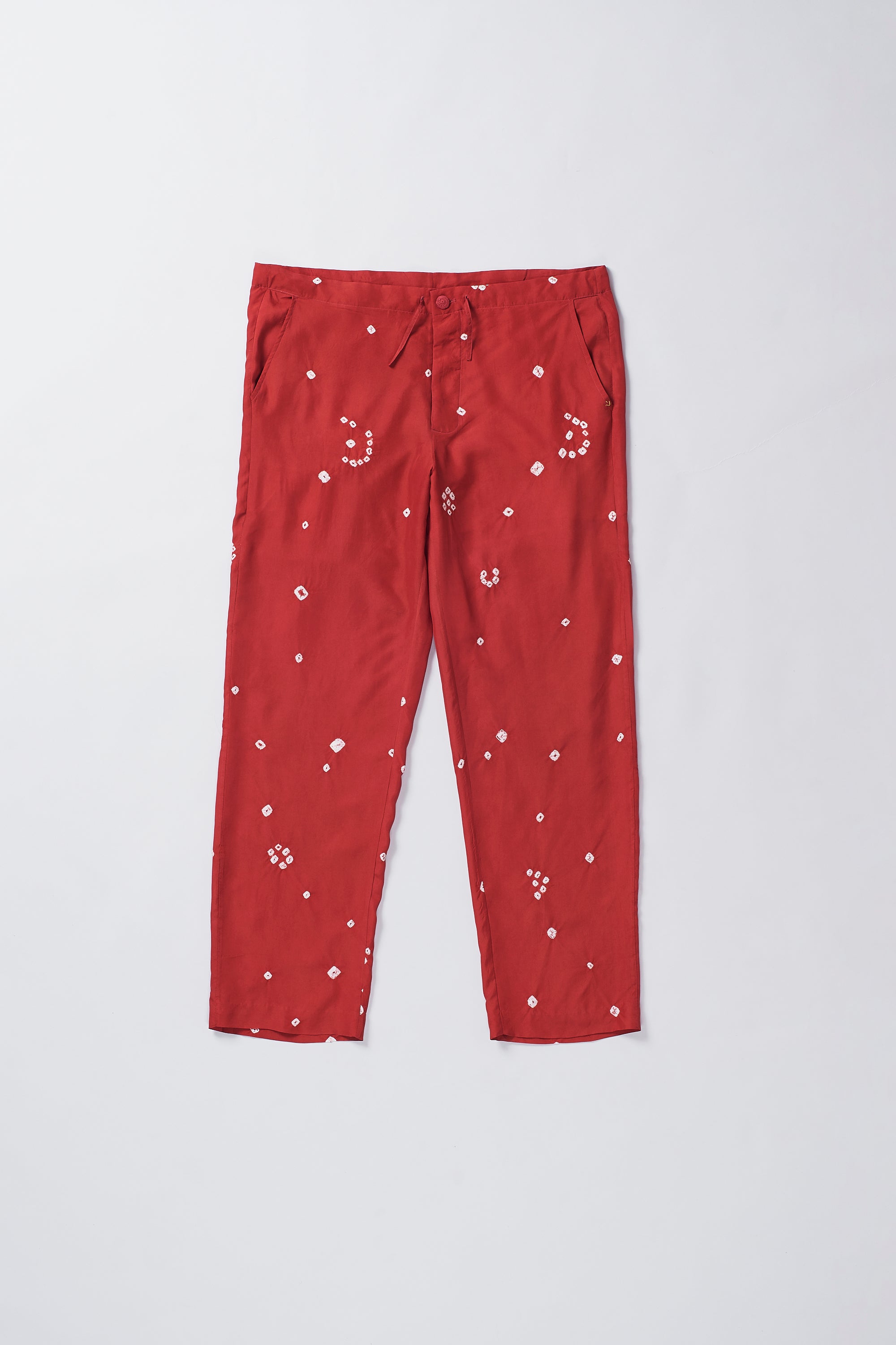 RED SILK BANDHANI PANTS