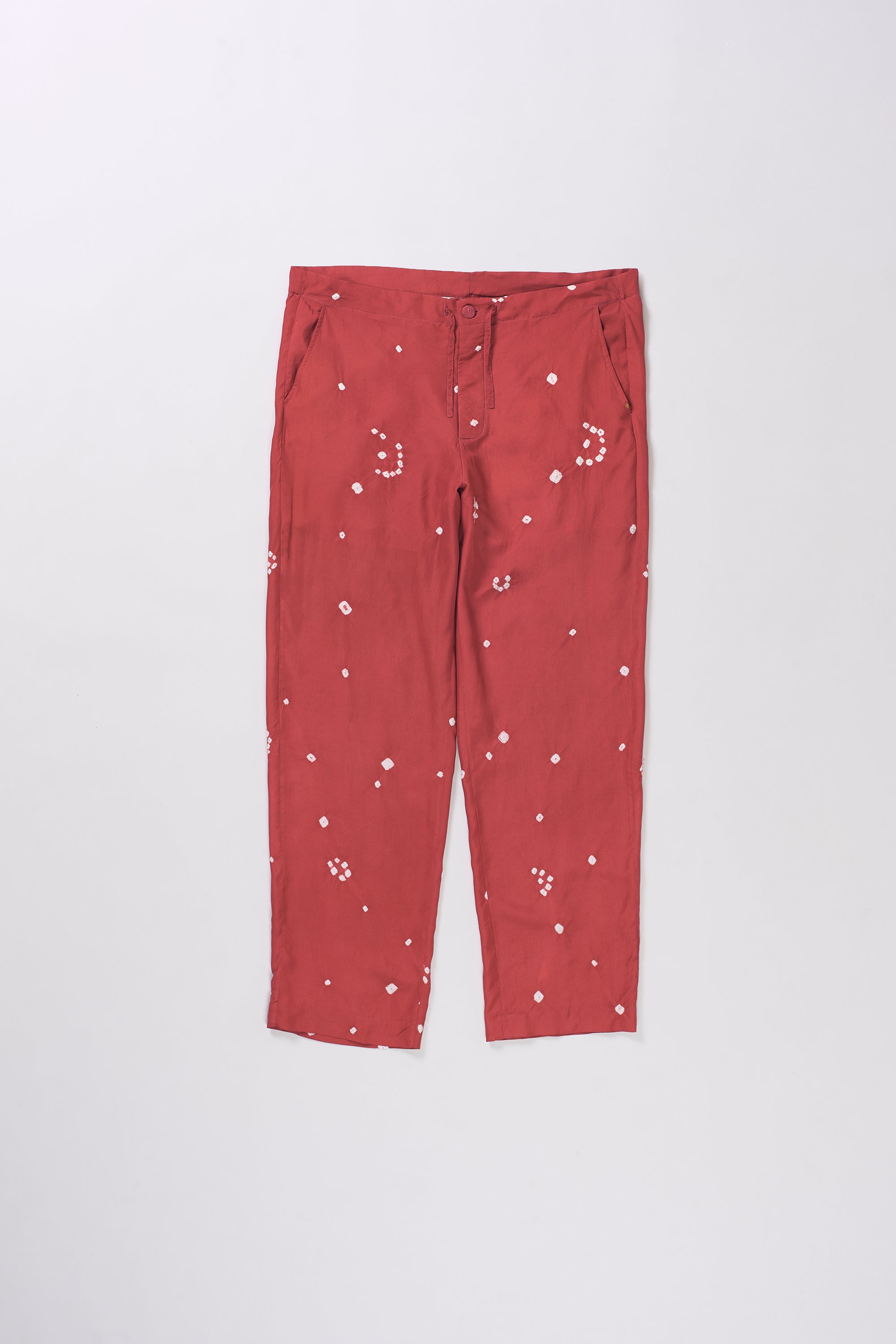 RED SILK BANDHANI PANTS