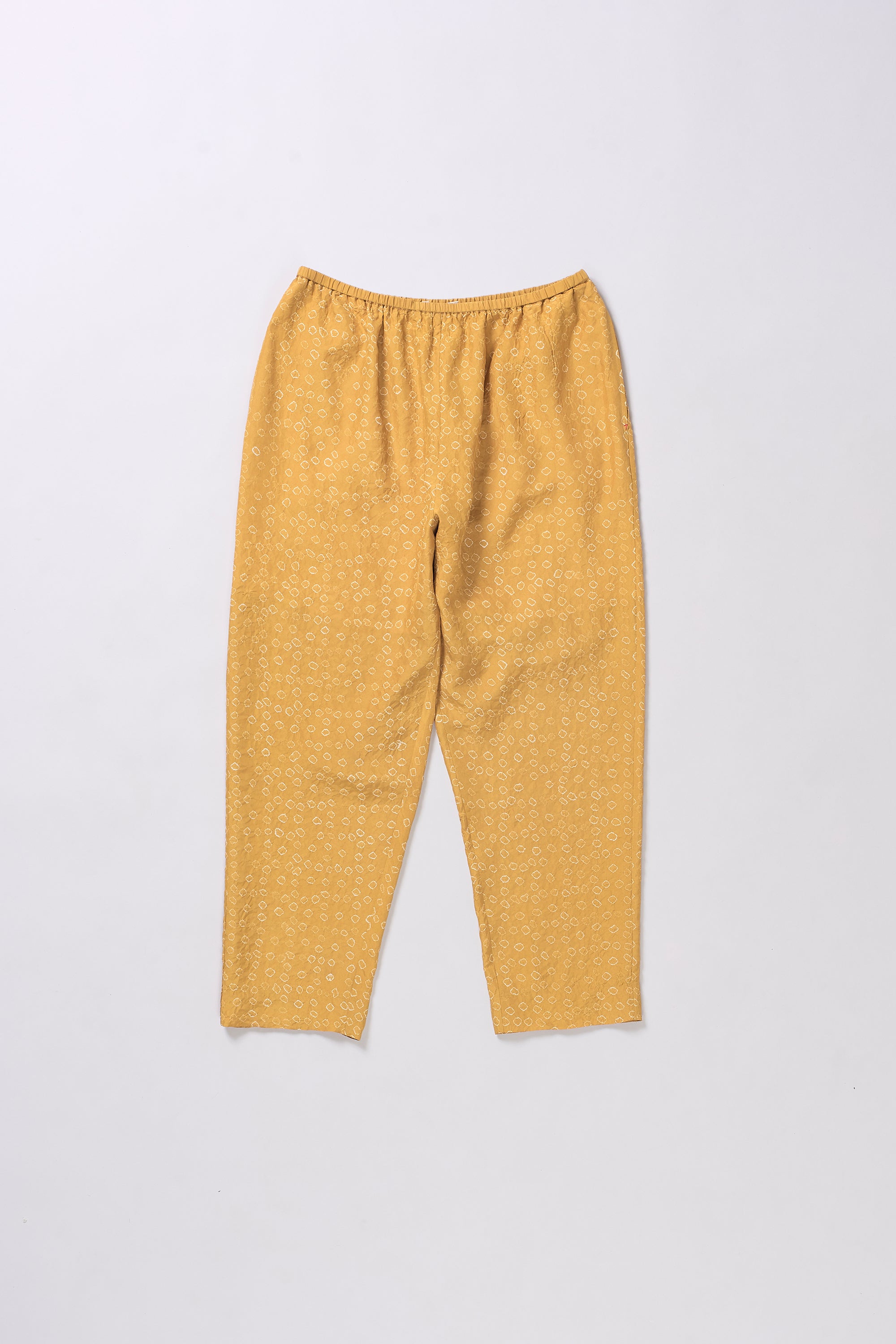 OCHER YELLOW SILK BANDHANI PANT