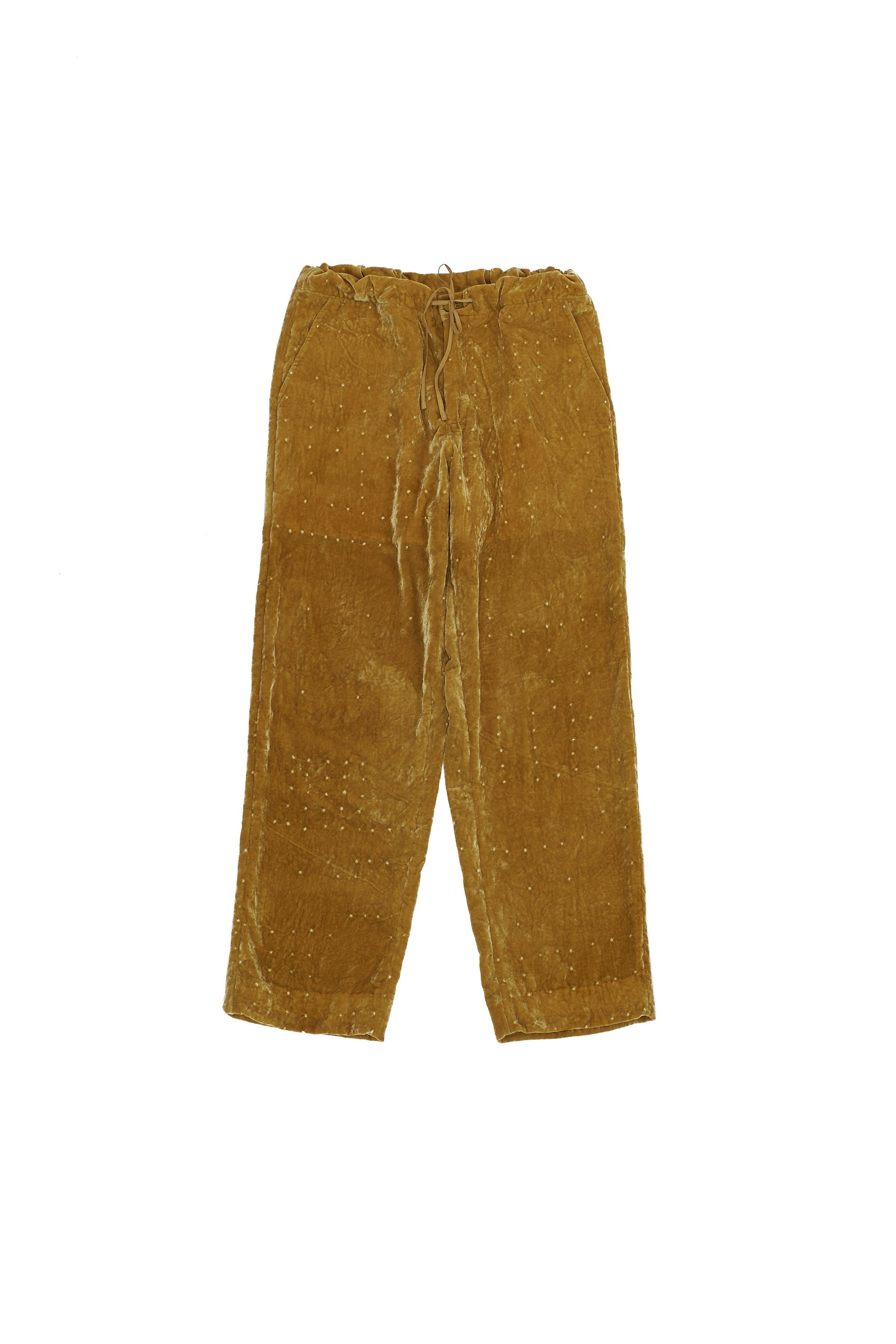 OCHRE YELLOW VELEVET DRAWSTRING PANTS