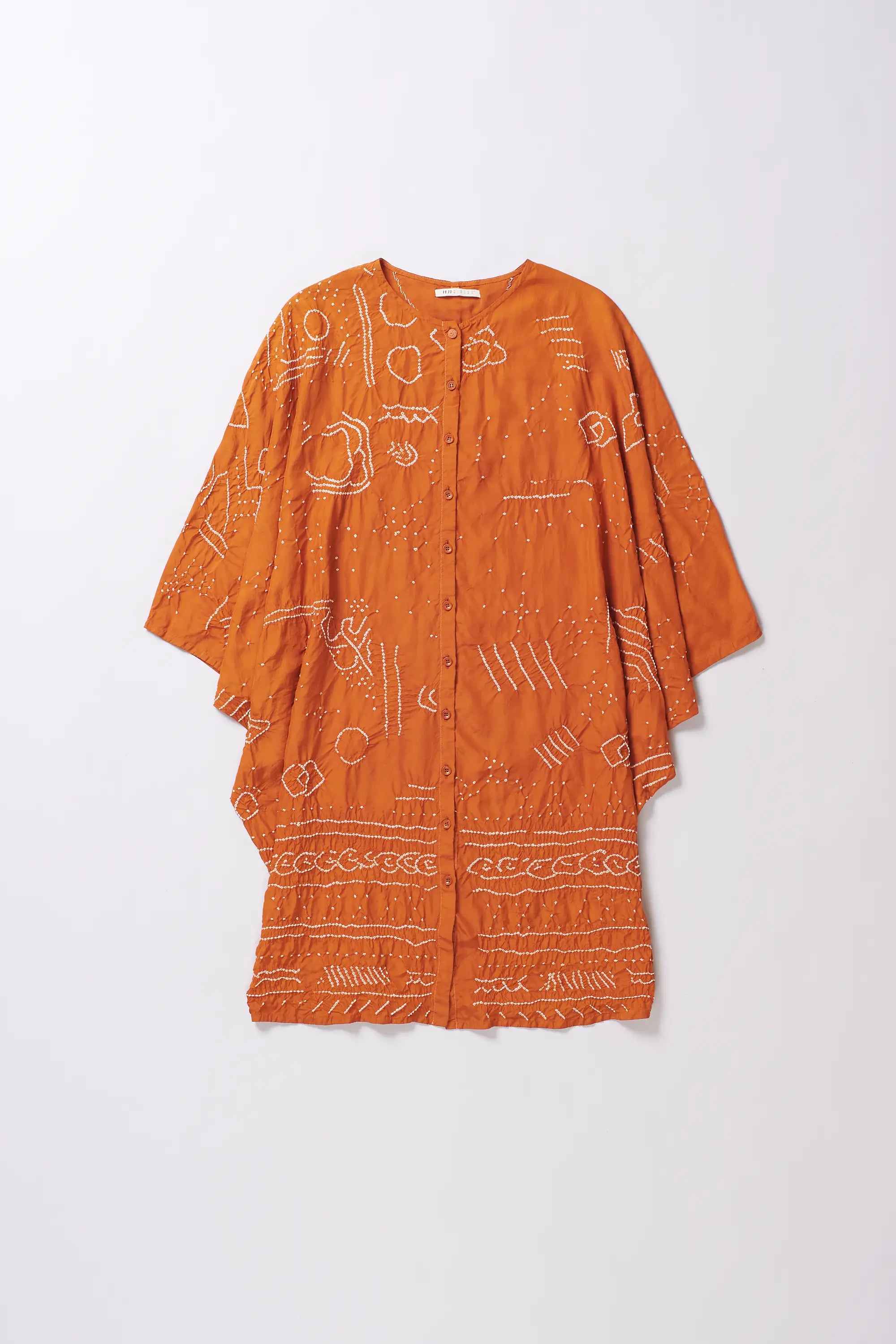 Sunset Orange Bandhani Silk Dress