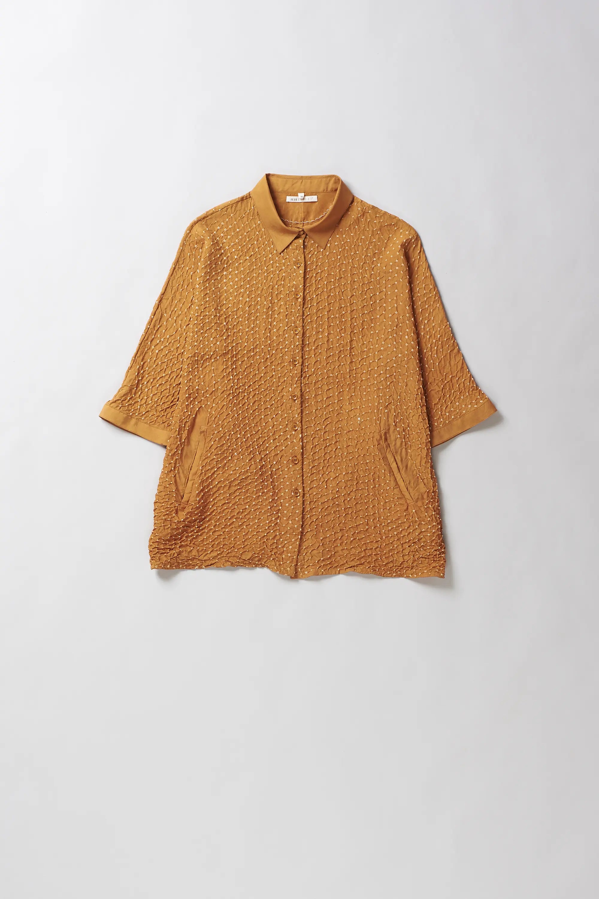 Silk Women'Shirt in Mustard Yellow